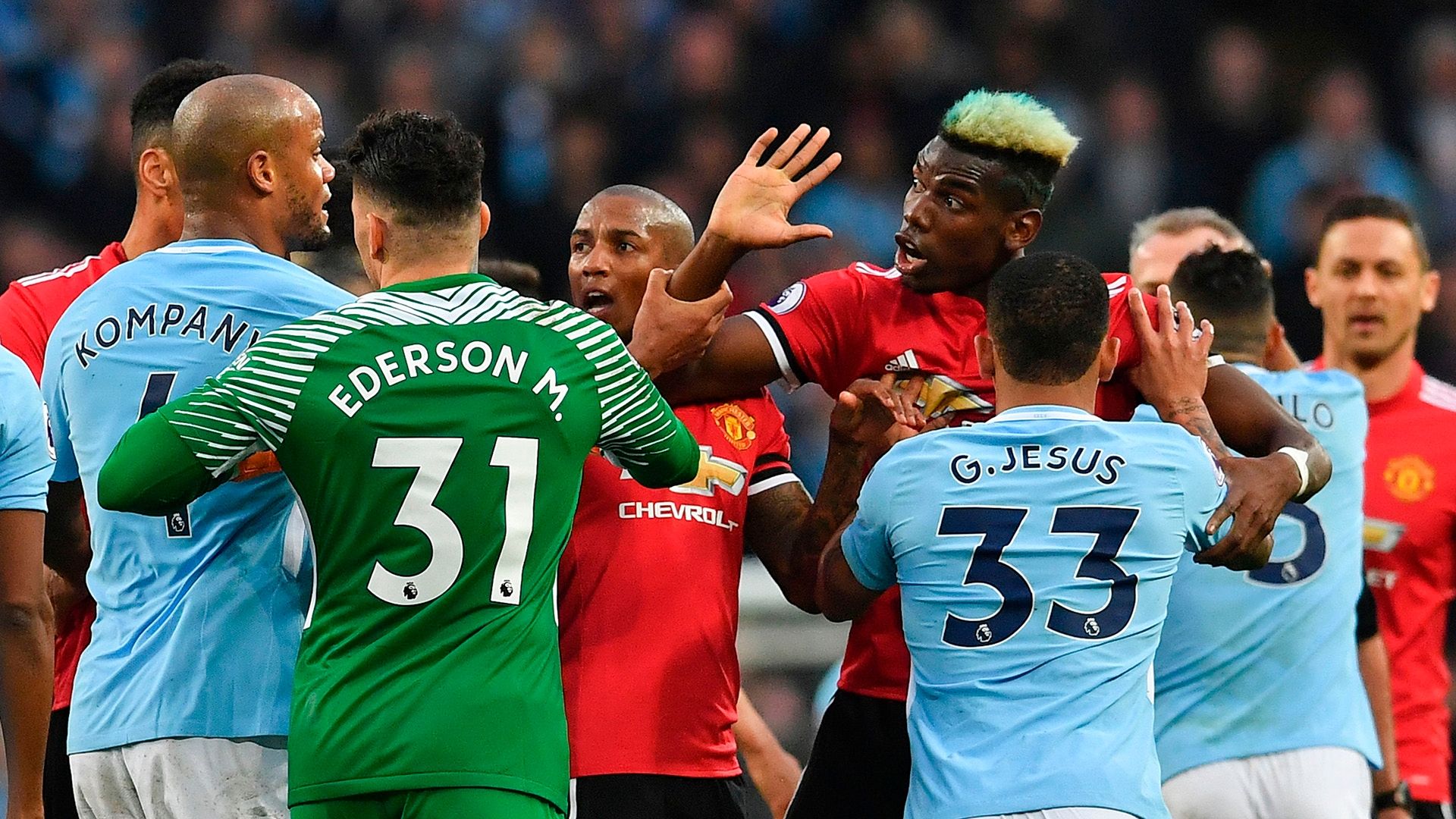 Paul Pogba Vincent Kompany Man City Man Utd