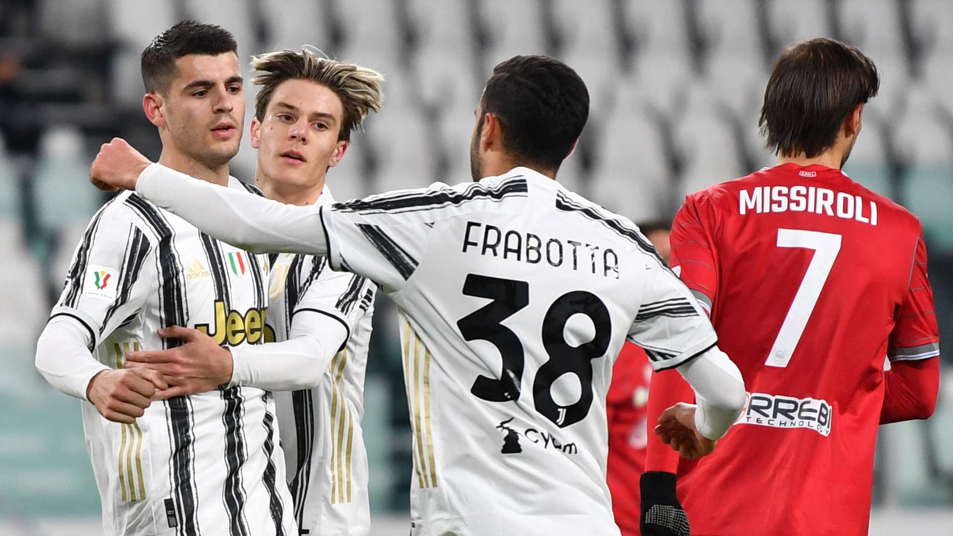Morata Juventus celebrating SPAL Coppa Italia