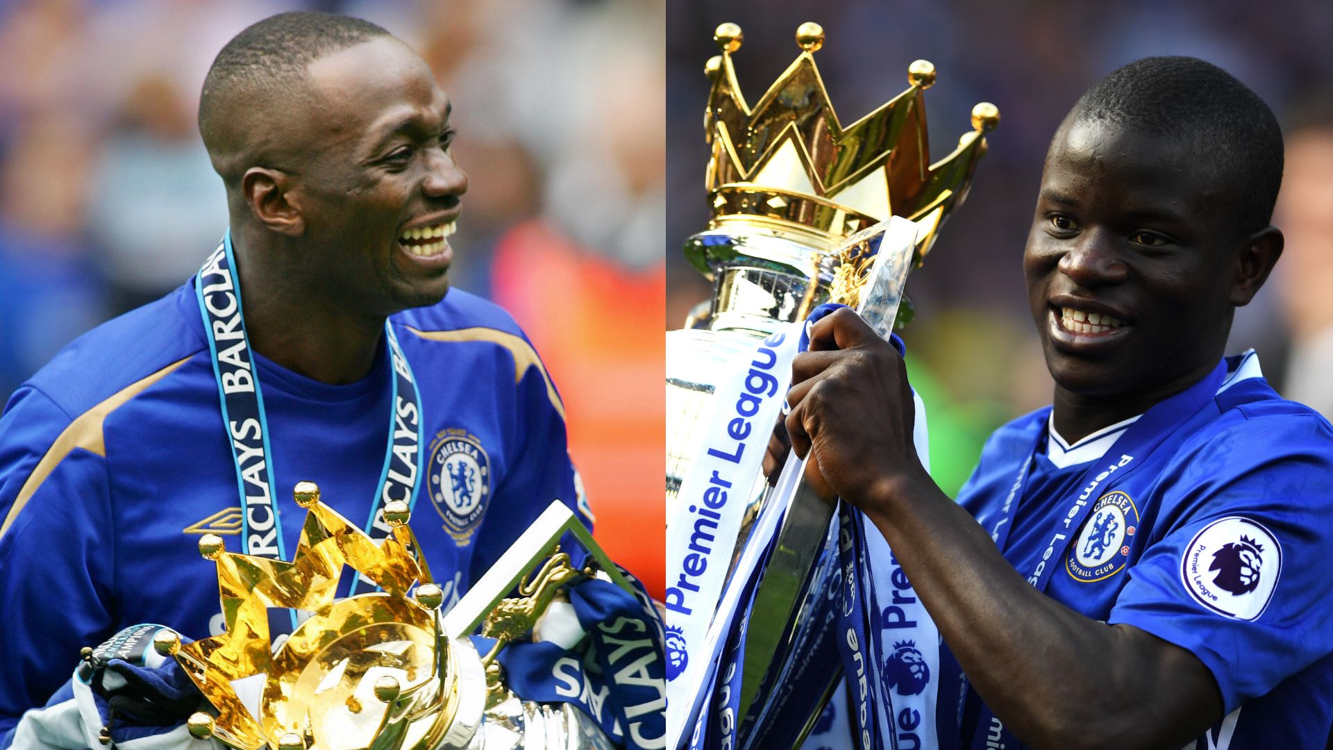 Claude Makelele N'Golo Kante Chelsea Premier League trophy
