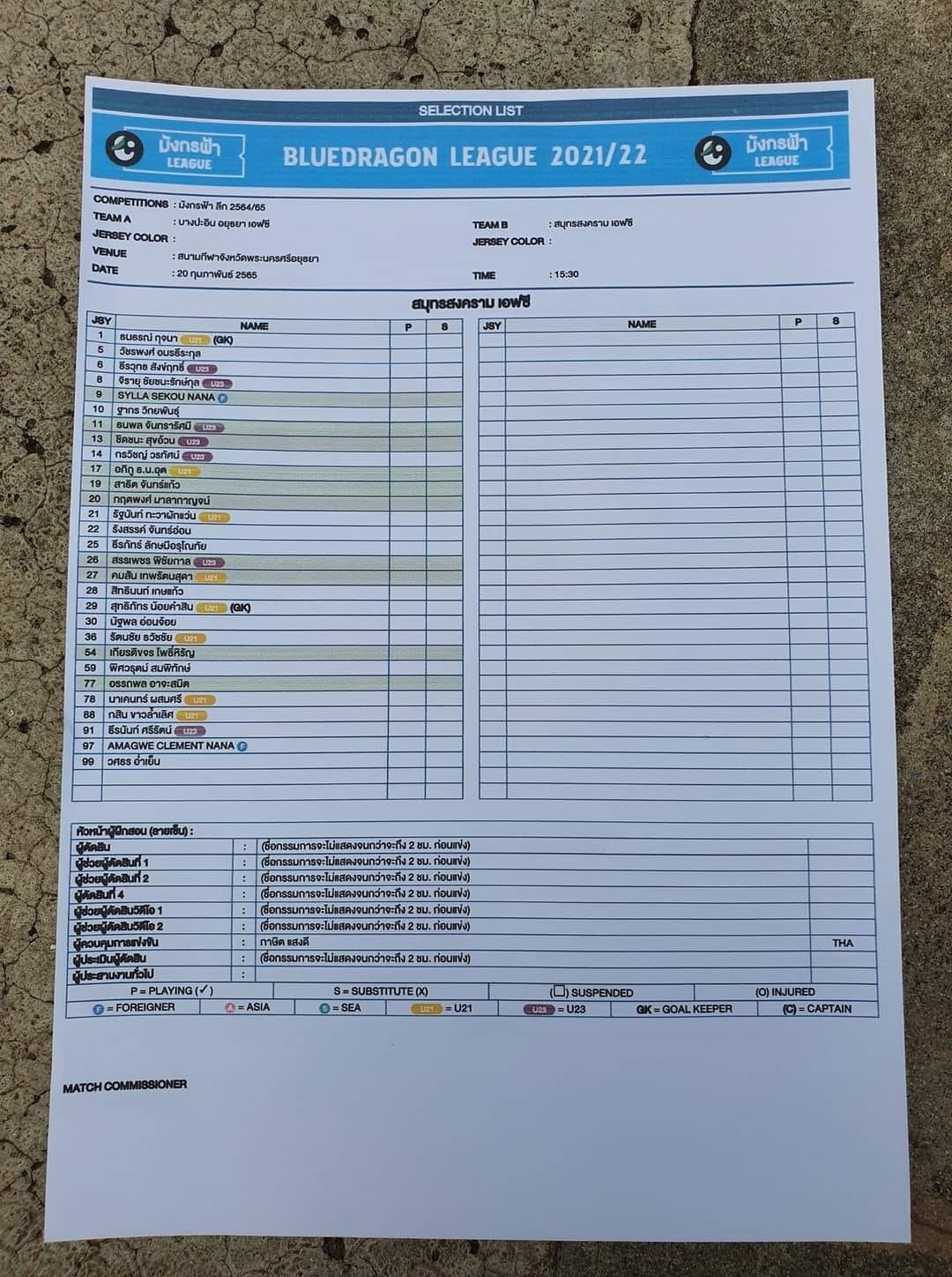 บางปะอิน อยุธยา เอฟซี vs สมุทรสงคราม เอฟซี 