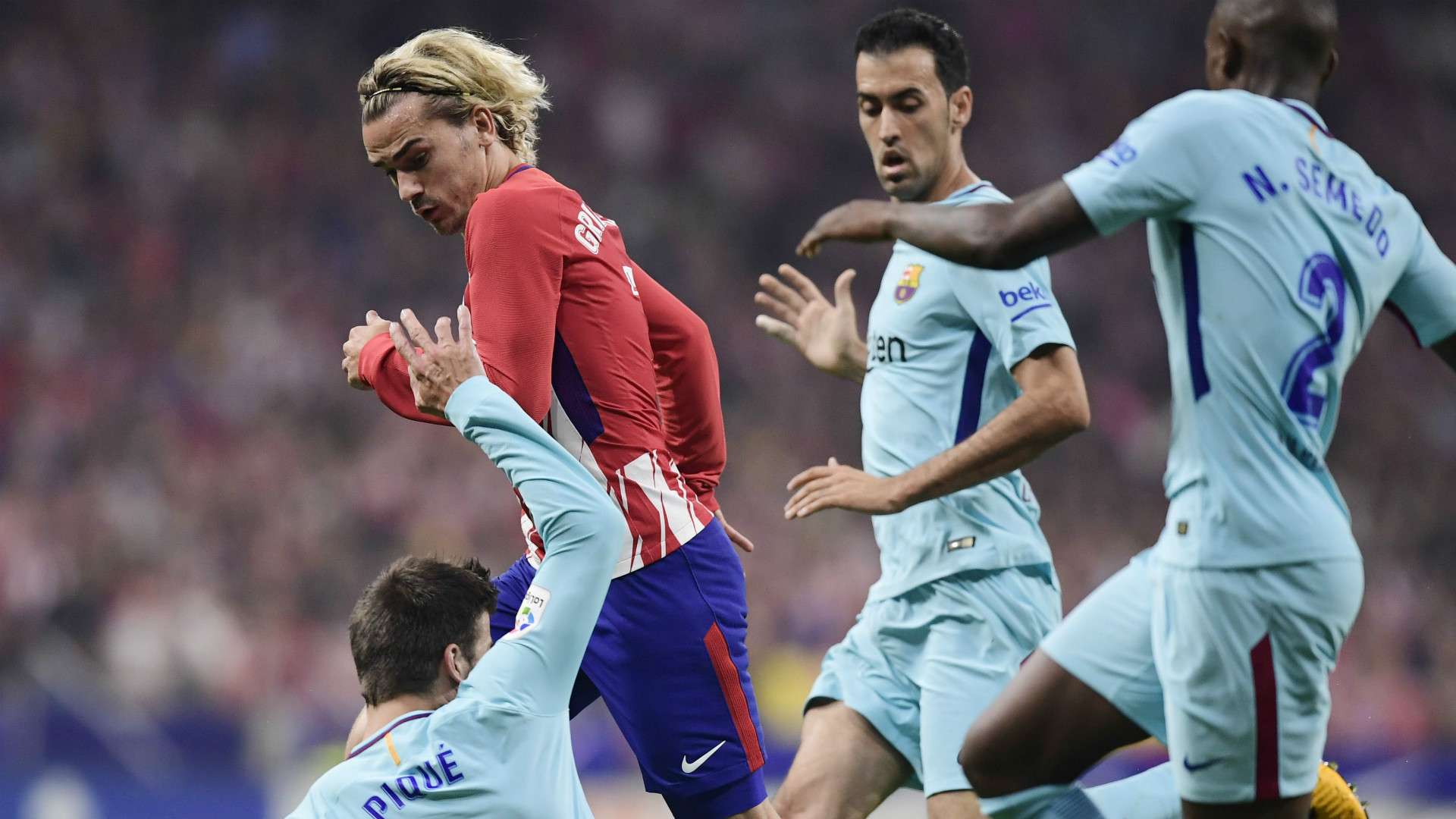 Griezmann Semedo Busquets Atletico Madrid Barcelona LaLiga