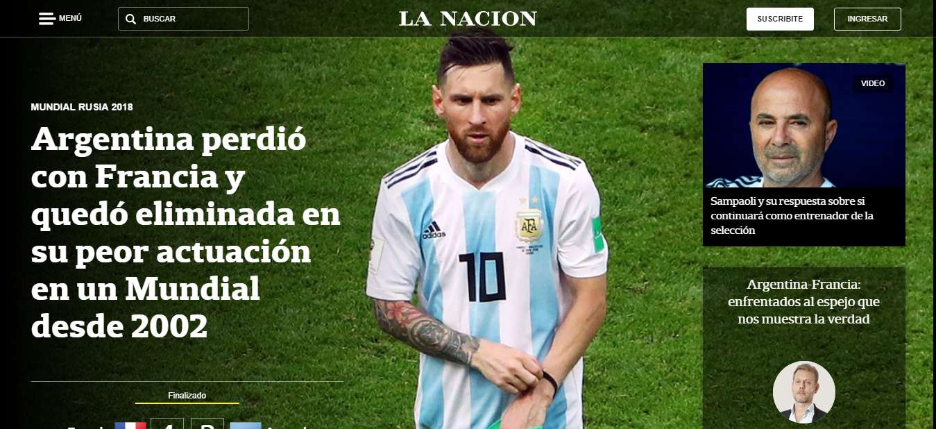BODY ONLY La Nacion Argentina Eliminacao Argentina World Cup 2018