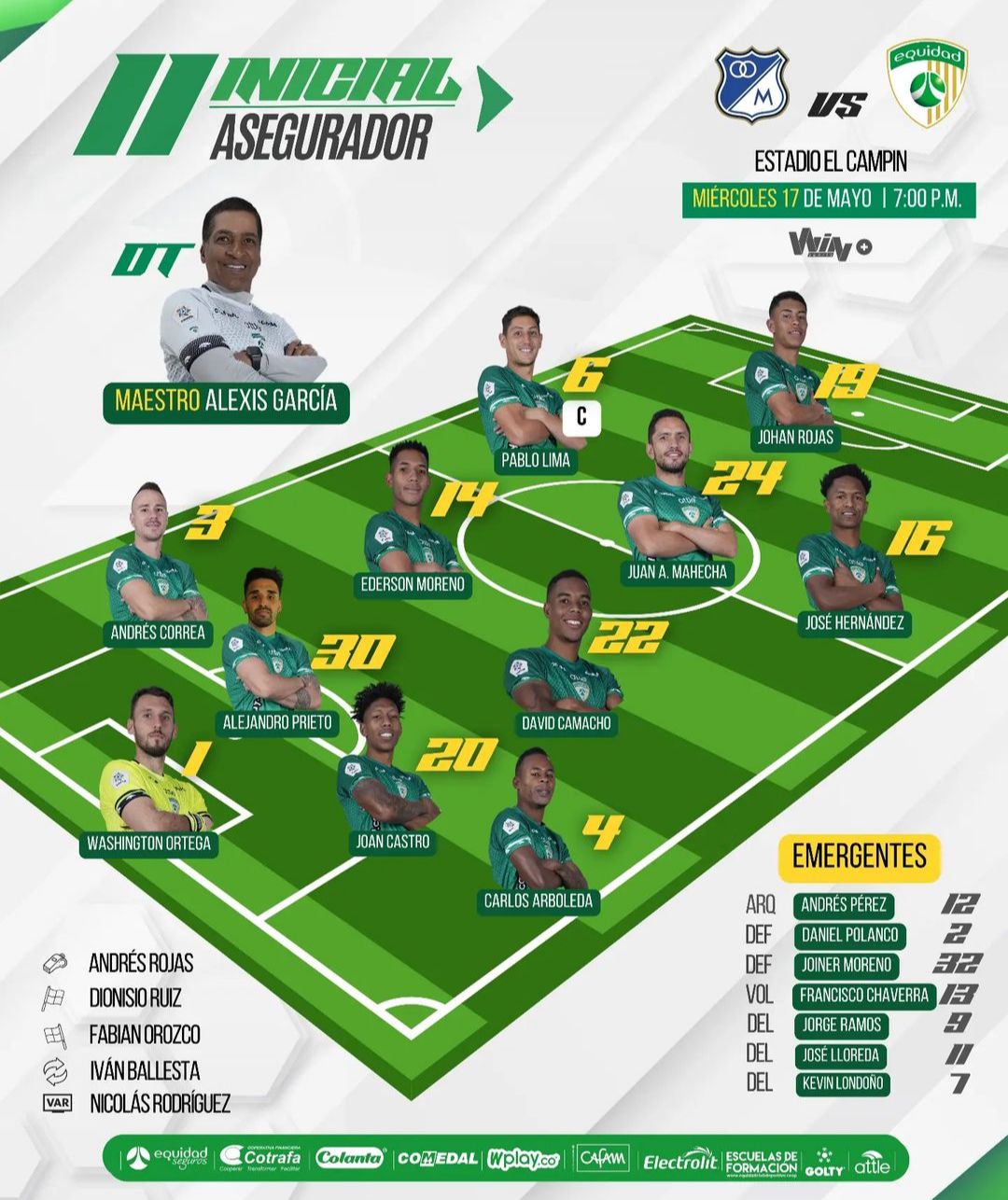 Nómina Equidad Fecha 20 Liga BetPlay 2023