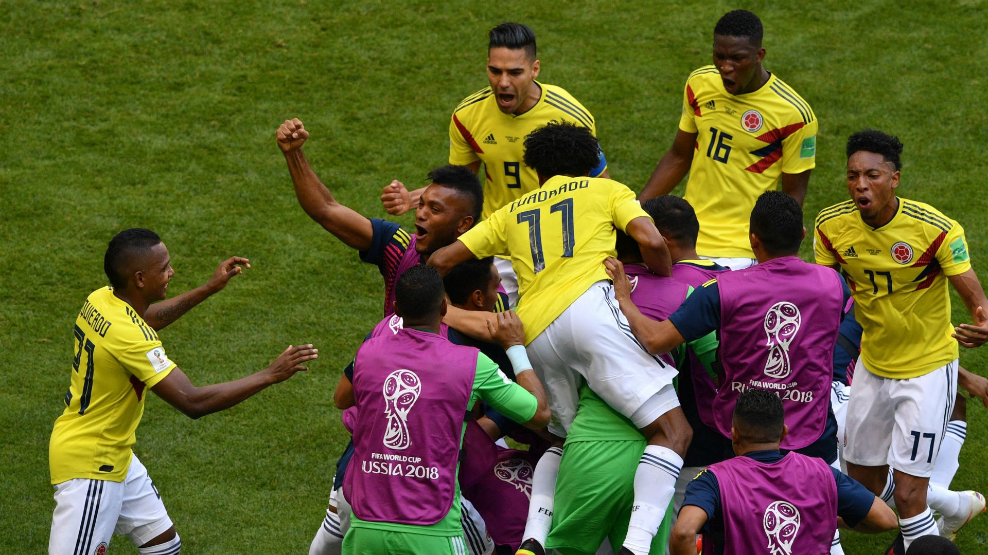 festejo gol Colombia Japon WC Russia 19062018