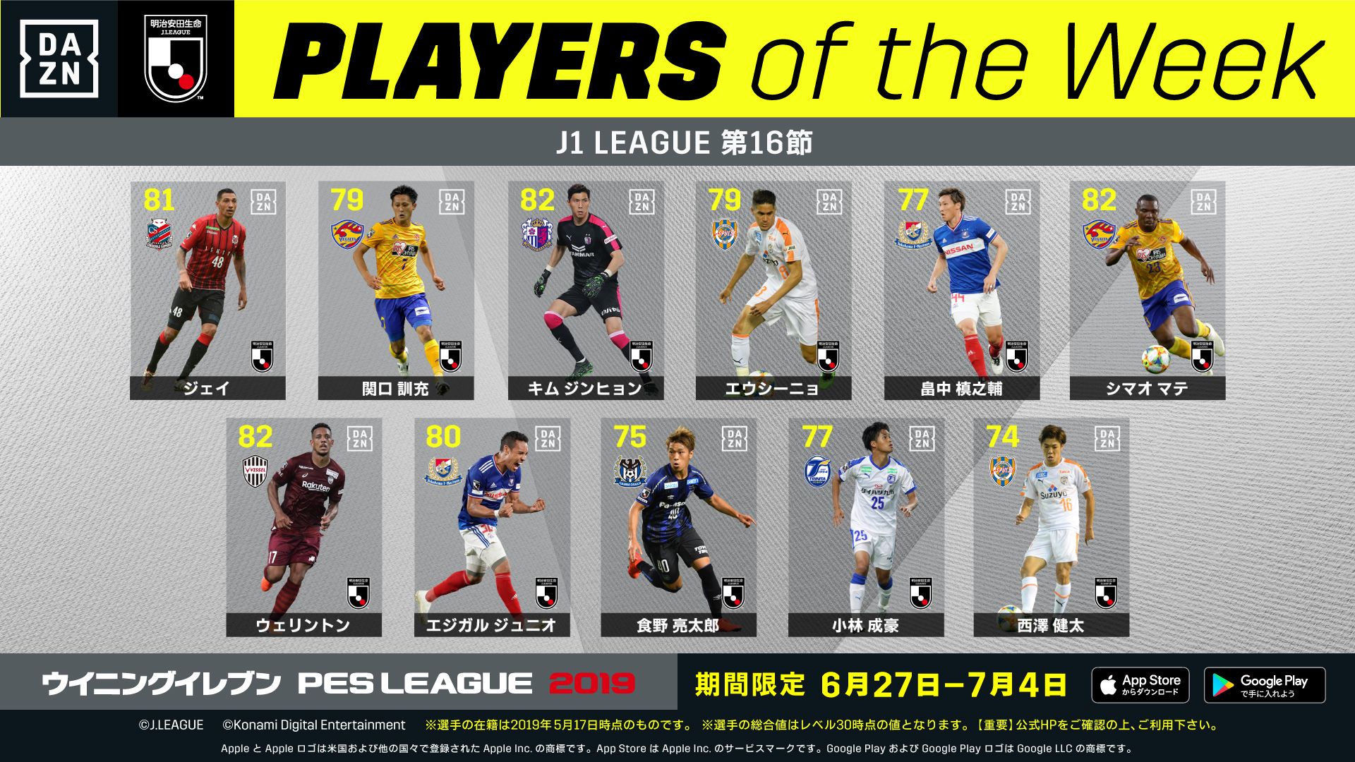 2戦連続となる劇的弾の西澤健太らを選出…第16節のウイニング