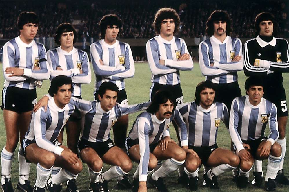 Argentina France 1978 World Cup; Passarela, Houseman, Galvan, Tarantini, Kempes, Fillol, Gallego, Ardiles, Luque, Valencia, Olguin