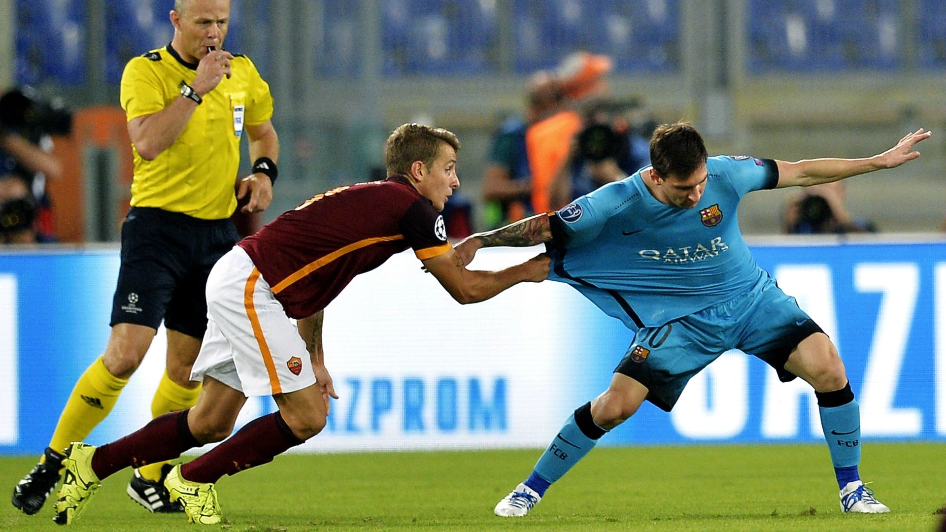 Lucas Digne, Lionel Messi, Barcelona Roma