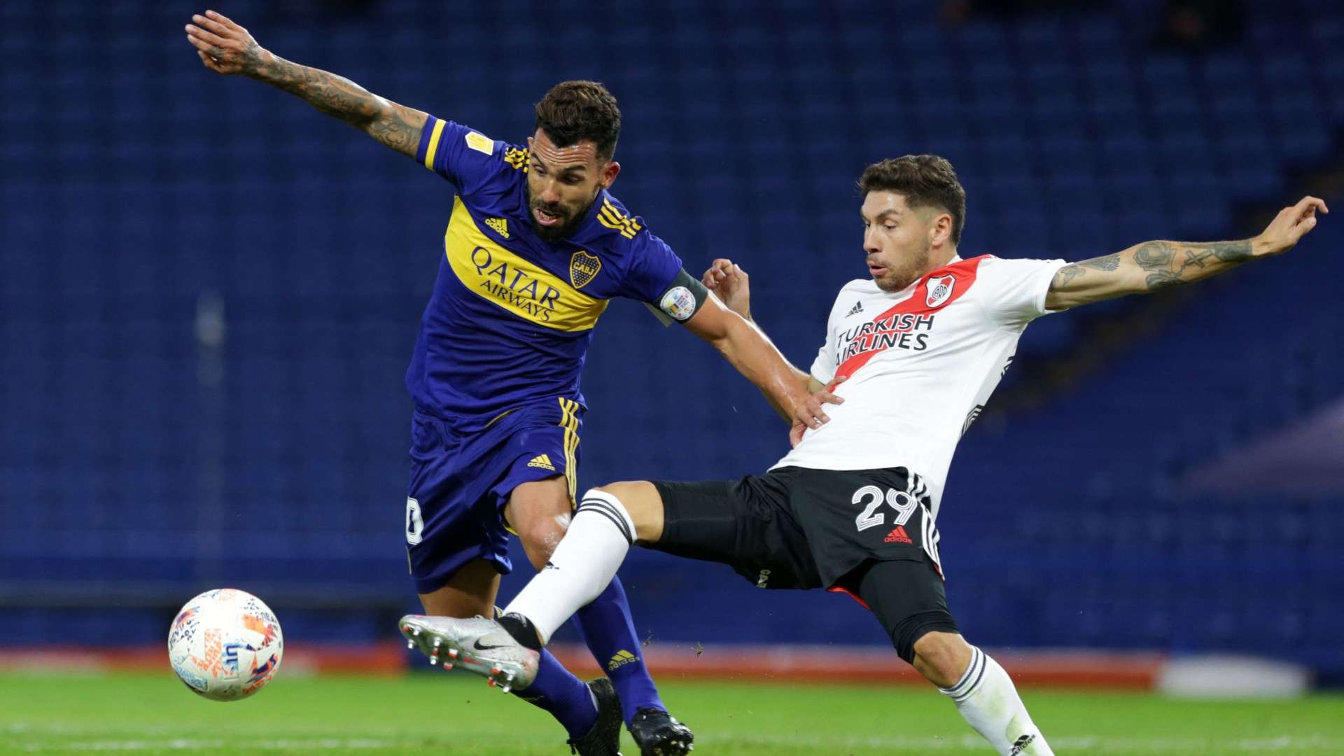 Carlos Tevez Gonzalo Montiel Boca Juniors River Plate Copa Liga Profesional 16052021