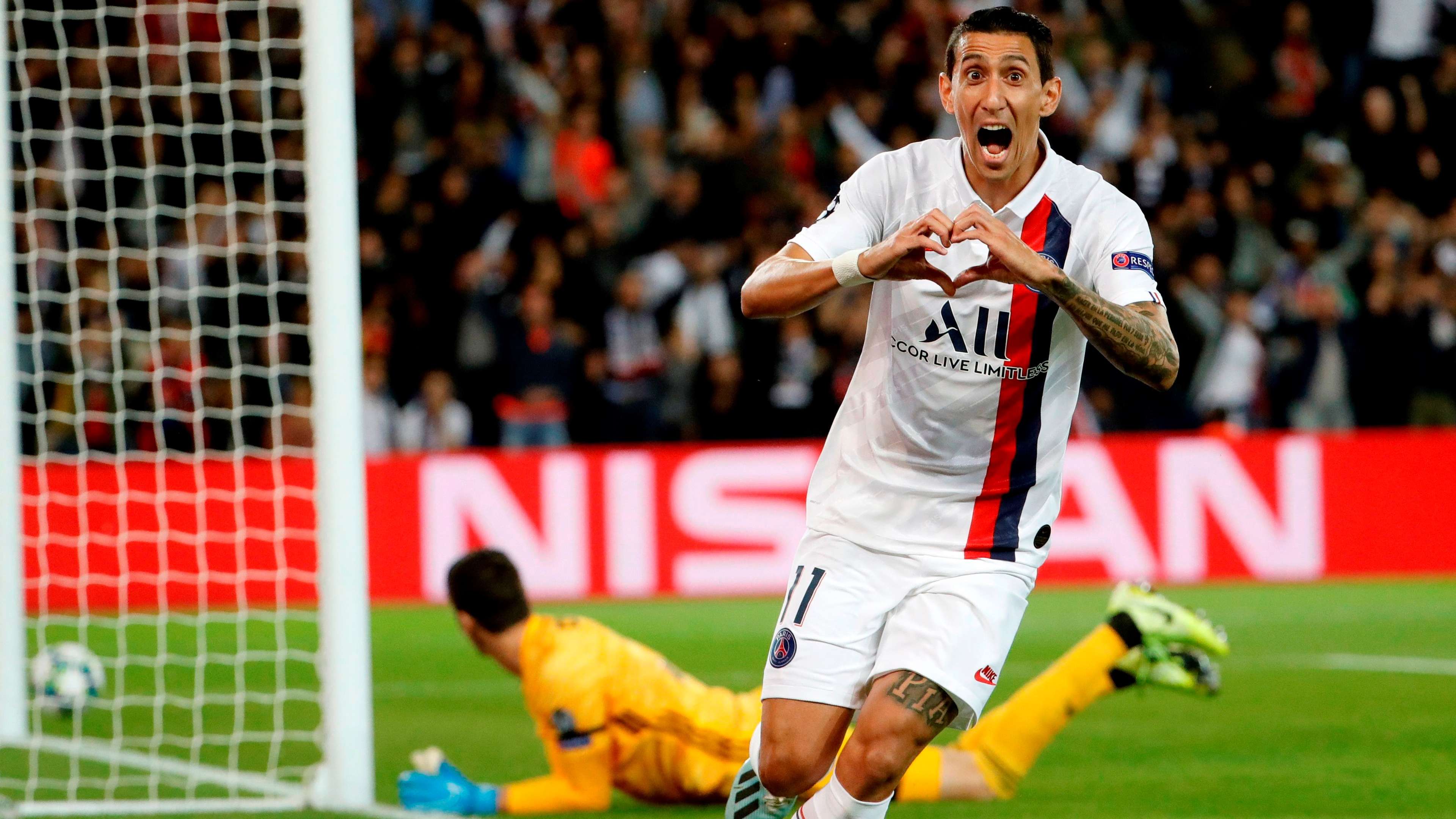 Di Maria comemora gol do PSG diante do Real Madrid