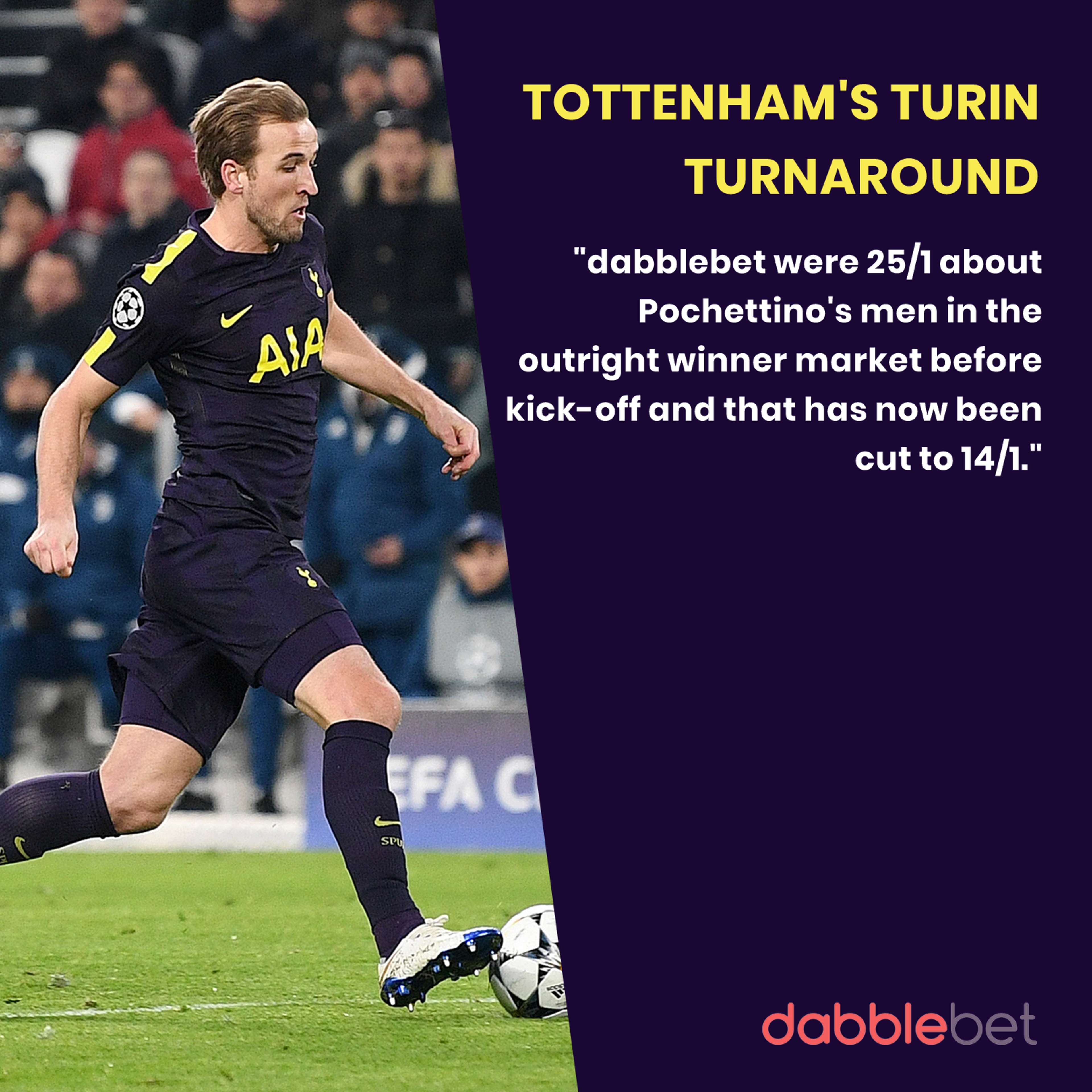 GFX Tottenham's Turin Turnaround odds via dabblebet