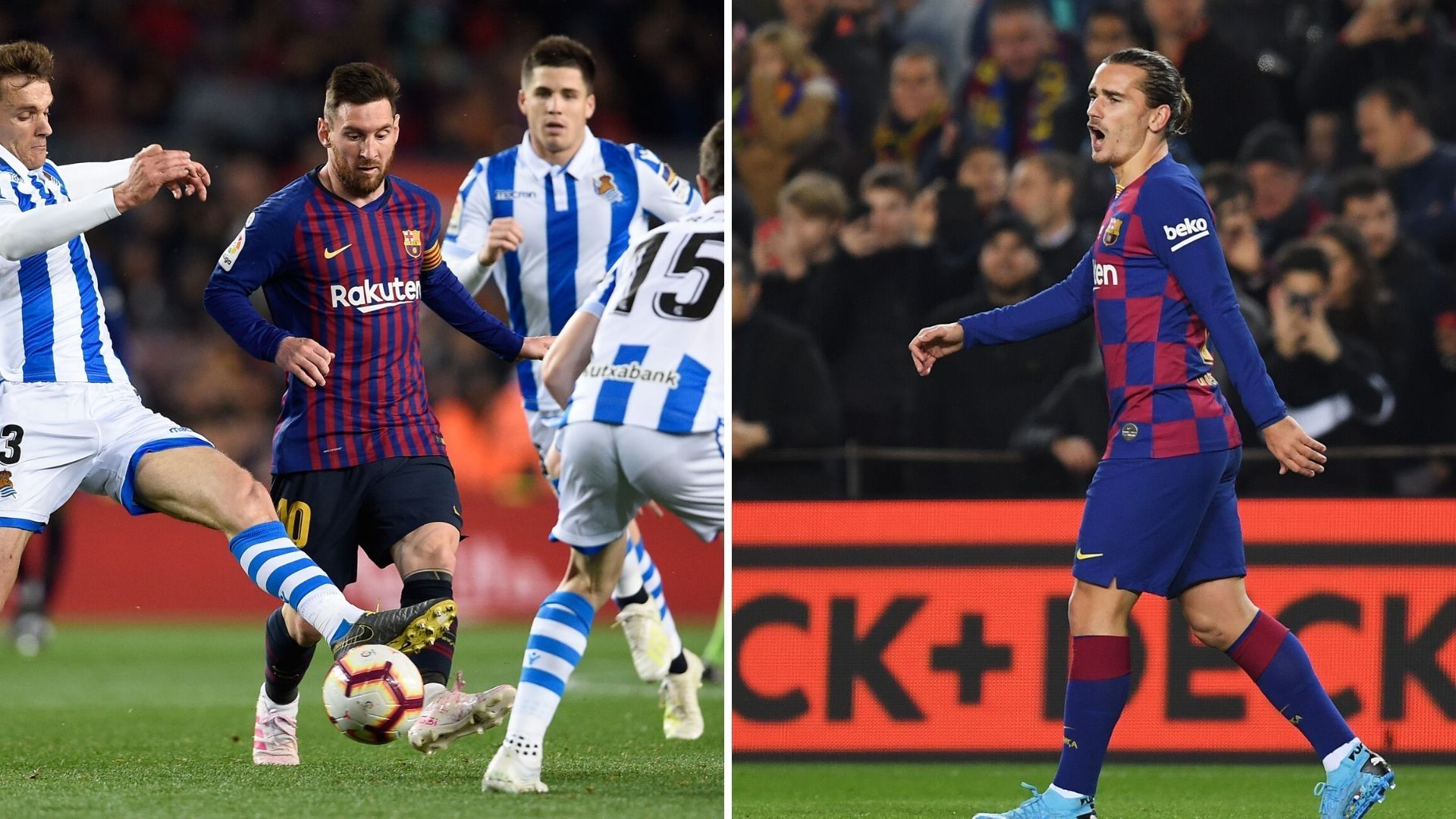 Messi en el Real Sociedad-Barcelona y Griezmann