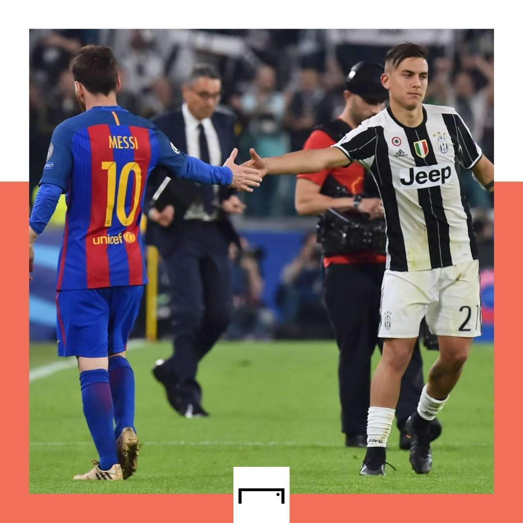 Paulo Dybala Lionel Messi Juventus Barcelona 2017 GFX