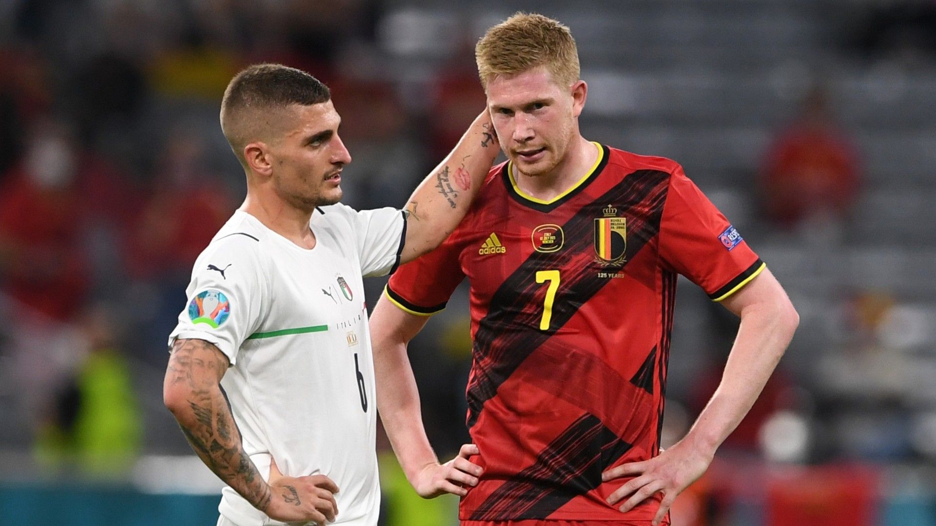 Kevin De Bruyne Marco Verratti Belgium Italy Euro 2020