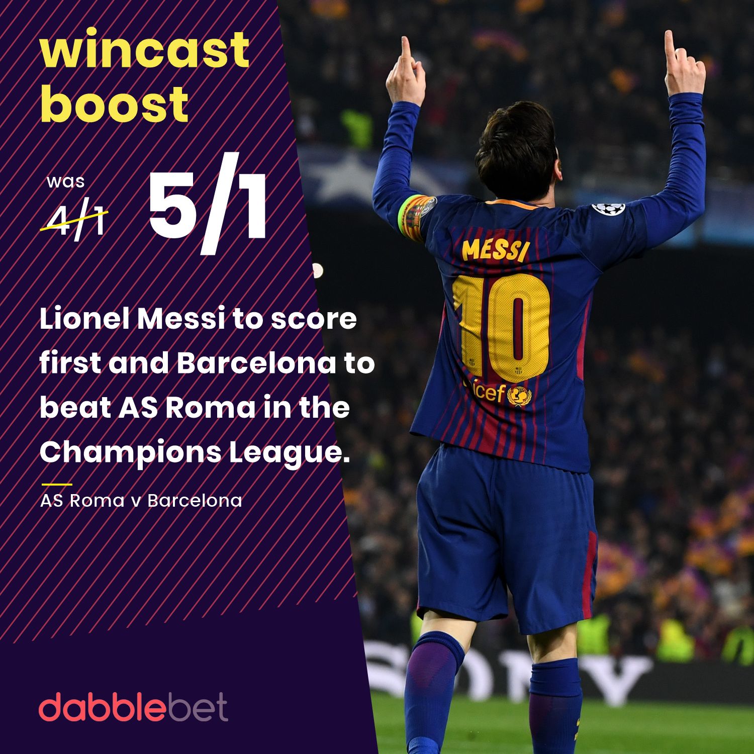 Messi wincast Roma graphic