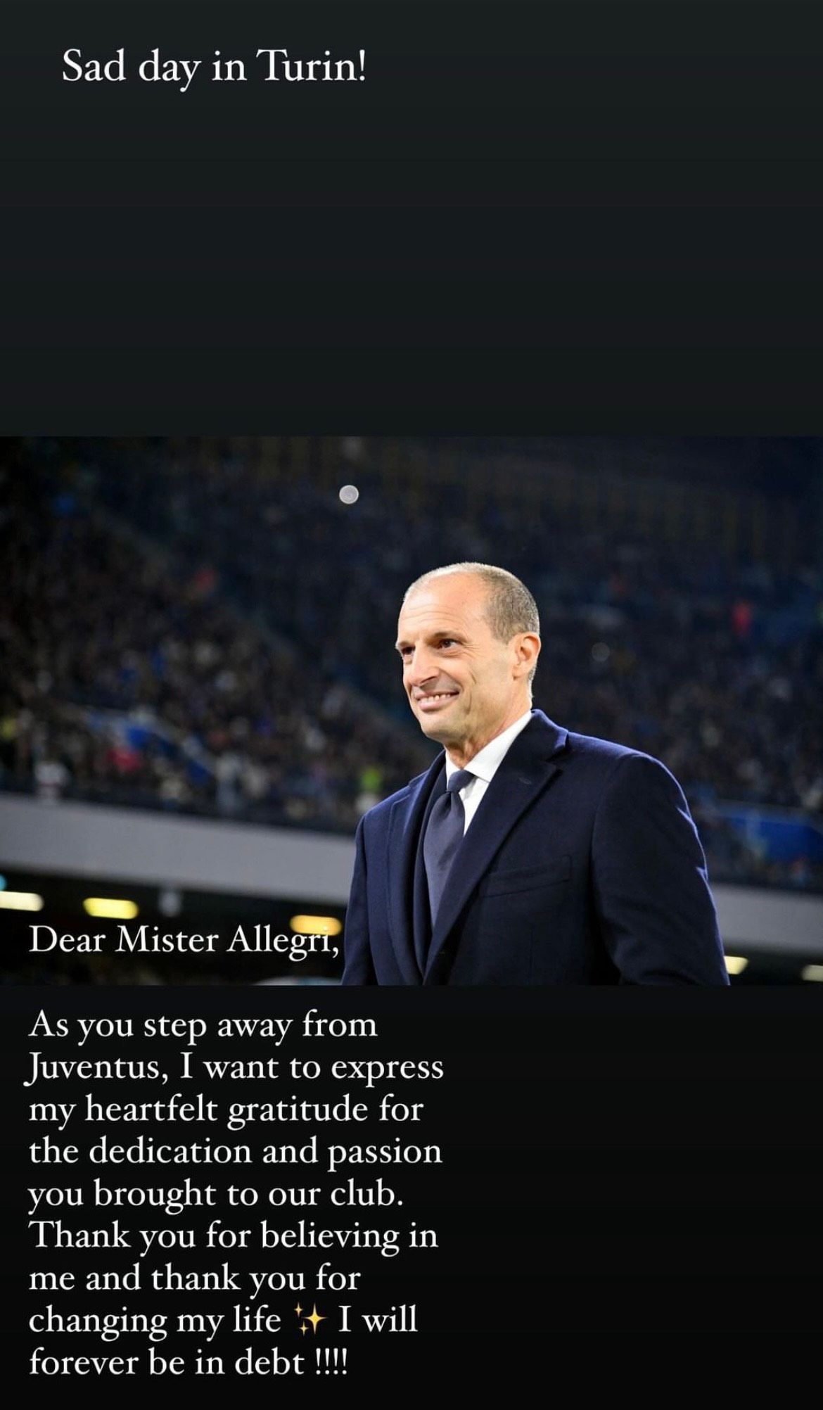 Tim Weah Allegri Insta story