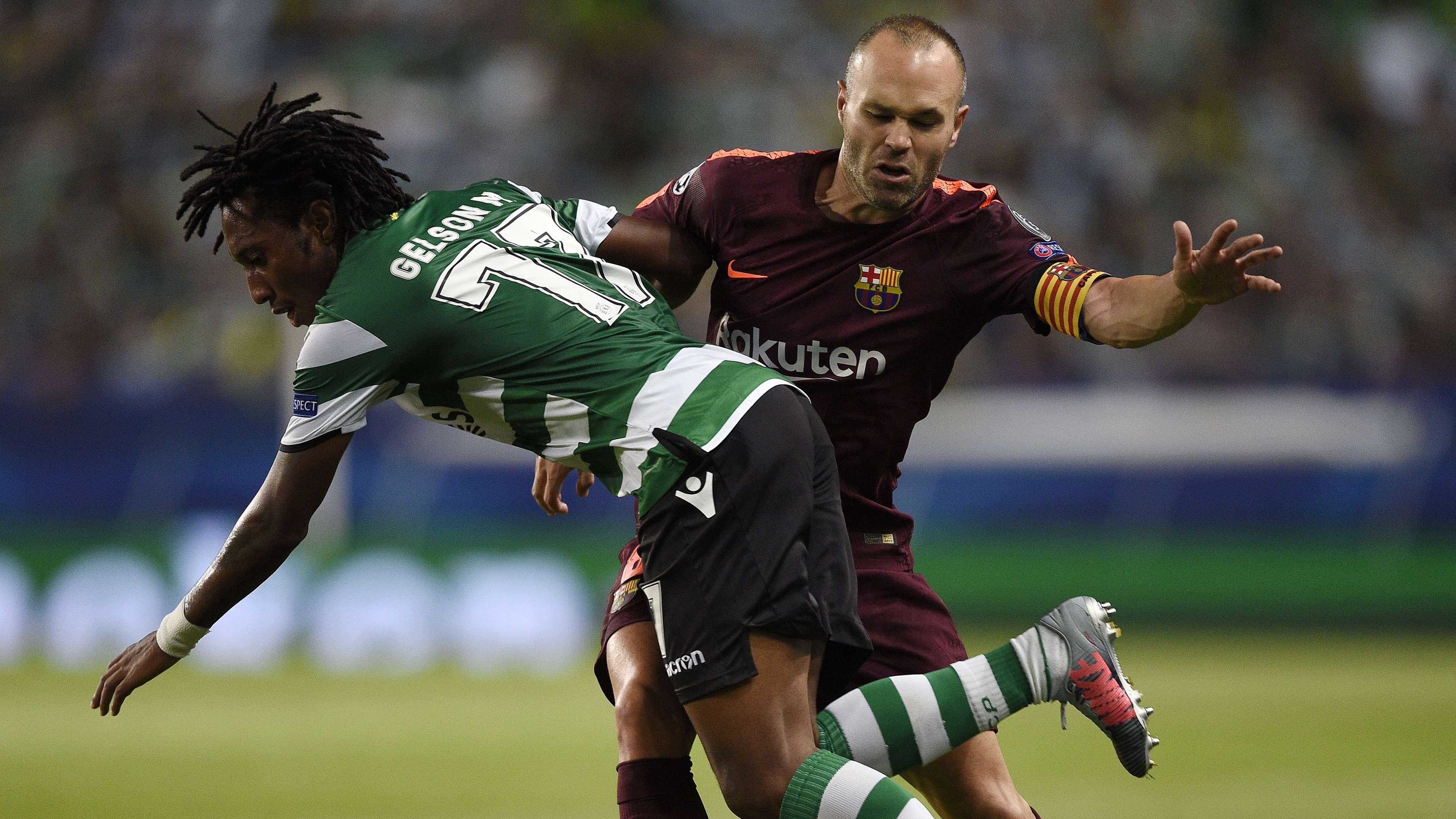 Gelson Martins Andres Iniesta Sporting CP Barcelona UCL 27092017