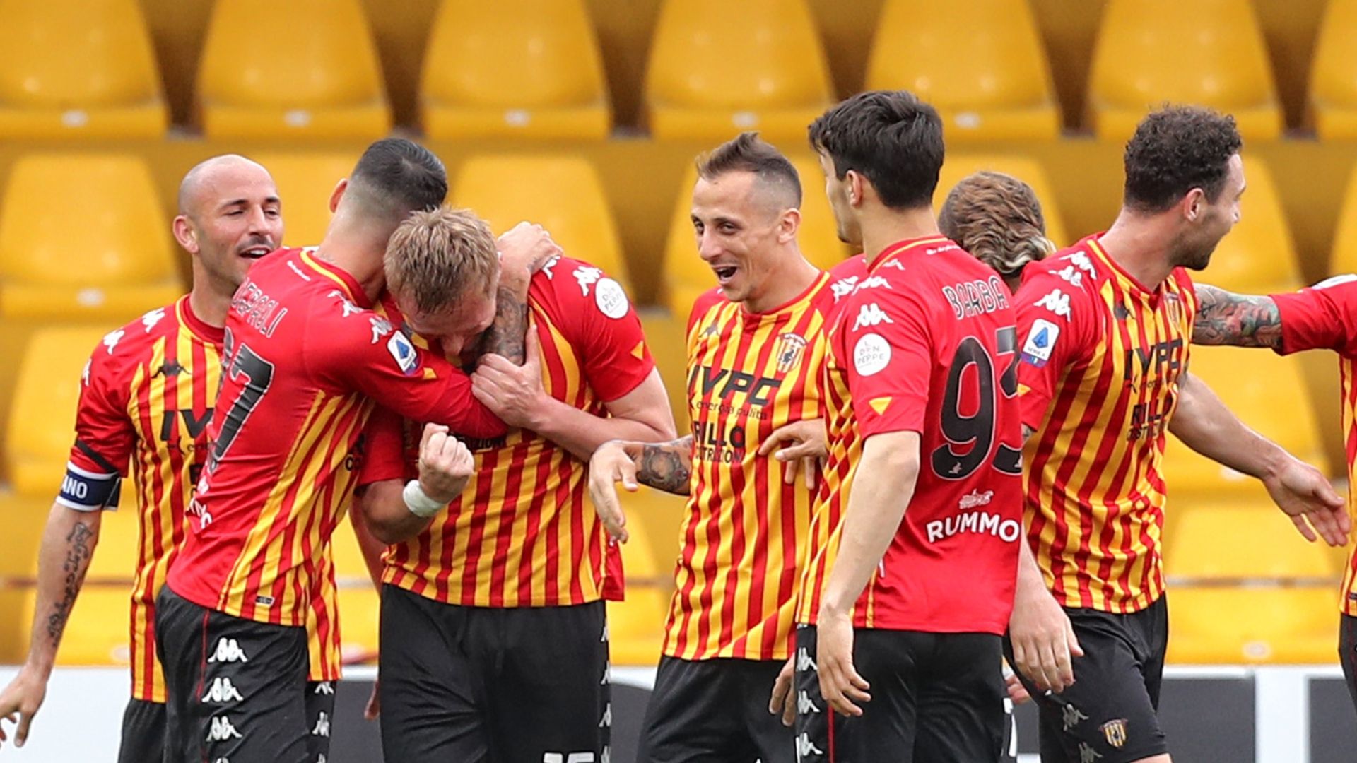 Benevento celebrating Parma Serie A