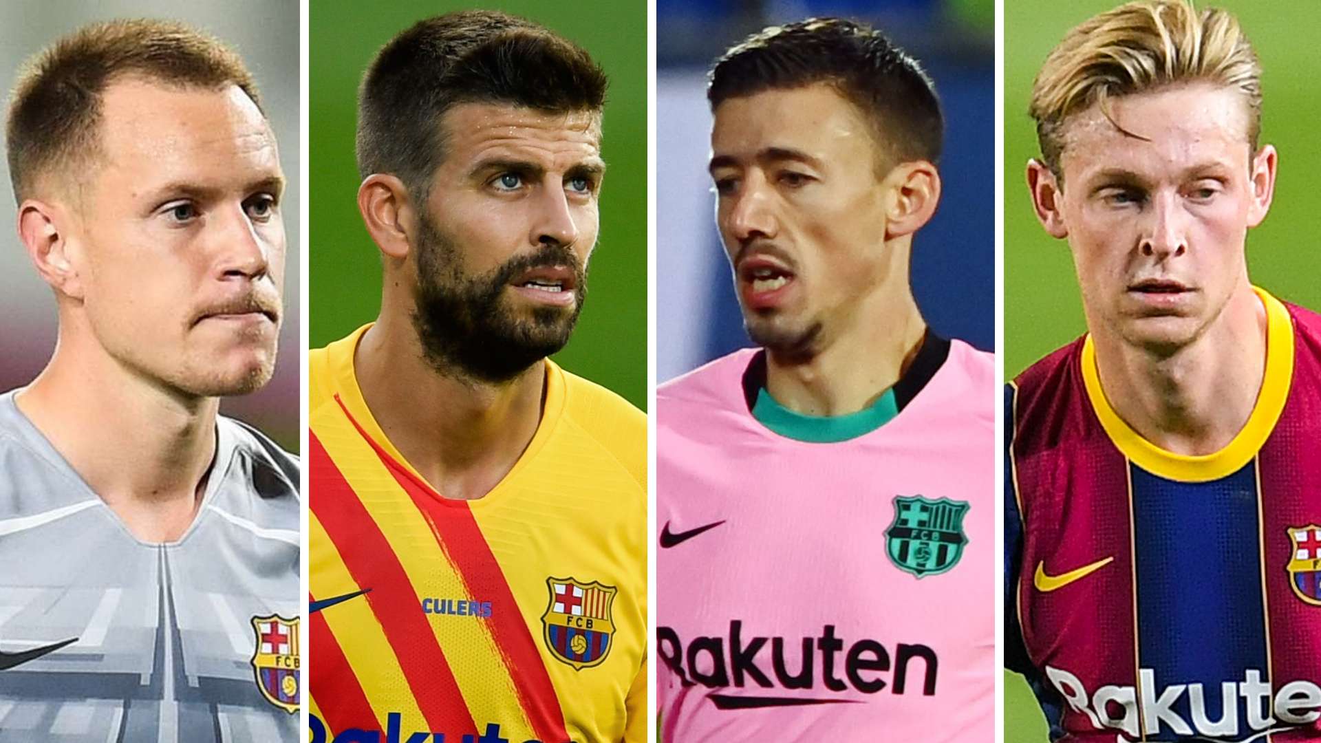 Gerard Pique, Marc-Andre ter Stegen, Frenkie de Jong and Clement Lenglet GFX