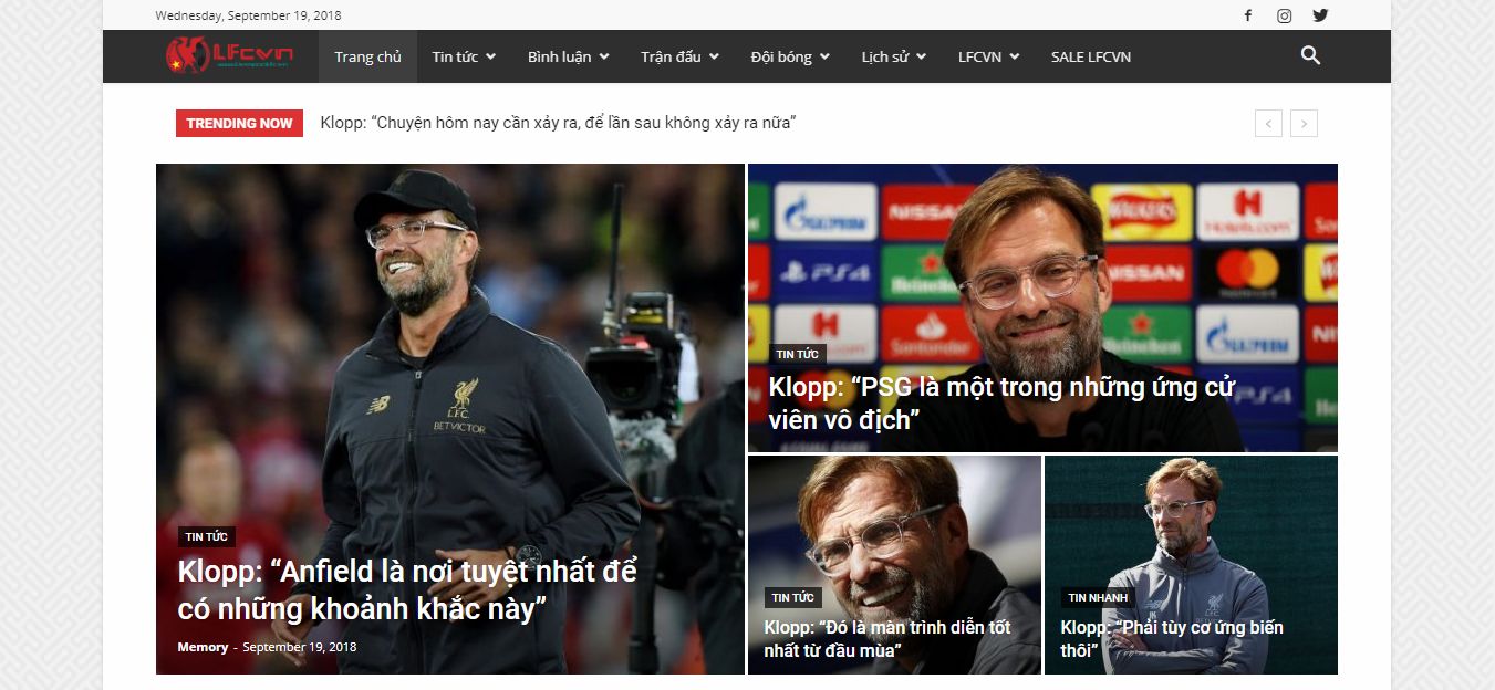 Giao diện Liverpoolfc.vn