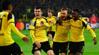 BORUSSIA DORTMUND PIERRE EMERICK AUBAMEYANG CHRISTIAN PULISIC MARCEL SCHMELZER OUSMANE DEMBELE BORUSSIA DORTMUND UEFA CHAMPIONS LEAGUE 08032017