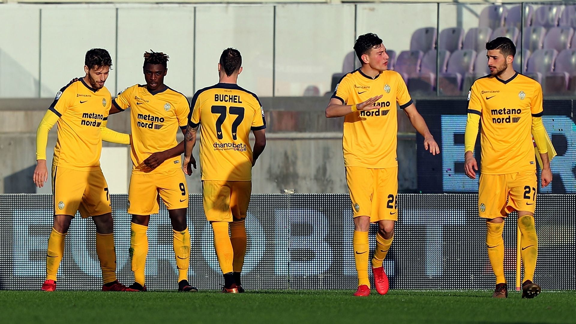 Verona celebrating Fiorentina Verona Serie A