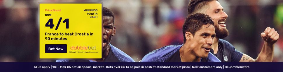 World Cup final price boost dabblebet footer