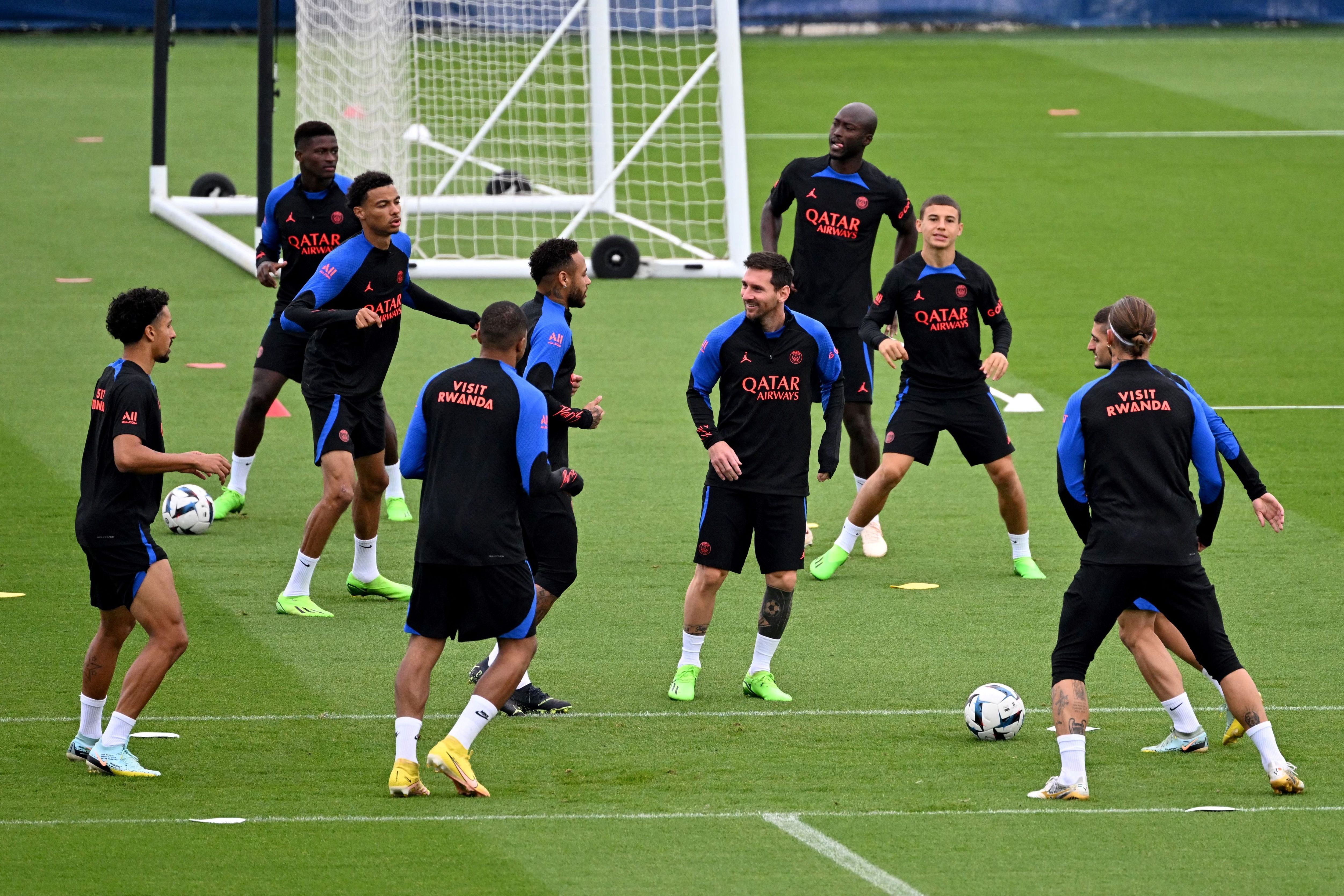 Les joueurs du PSG lors de l'entraînement, quelques jours avant la réception de la Juventus Turin