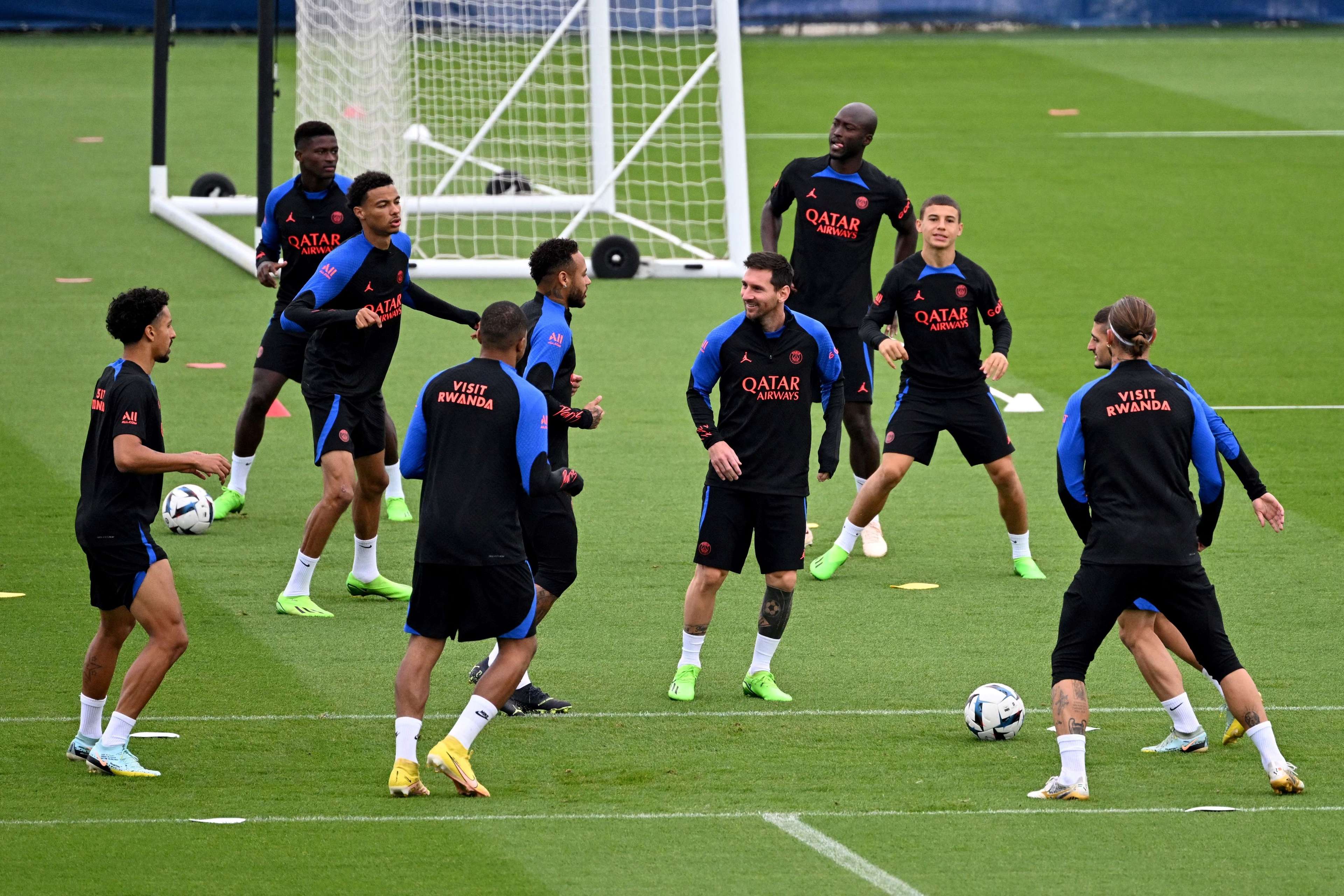 Les joueurs du PSG lors de l'entraînement, quelques jours avant la réception de la Juventus Turin