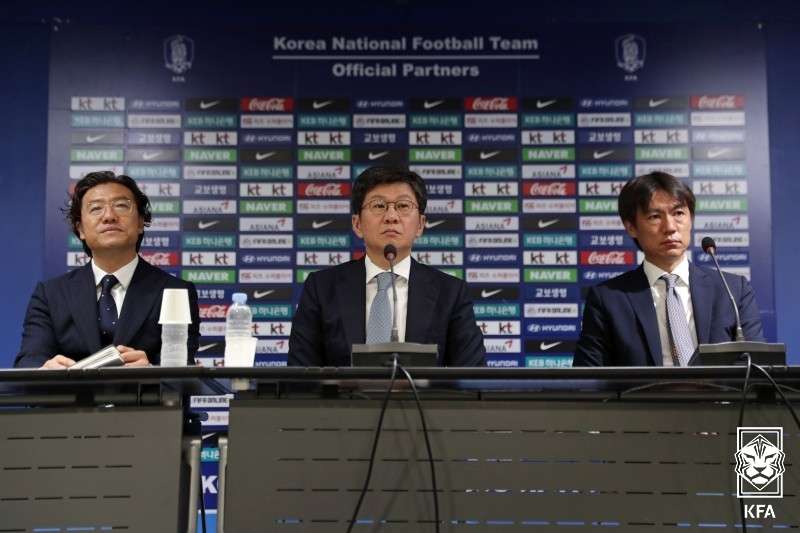 대한축구협회 정몽규 회장, 김판곤 부회장, 홍명보 전무