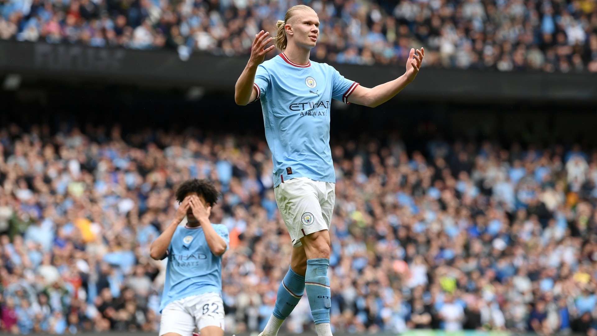 Erling Haaland Manchester City dejected 2022-23