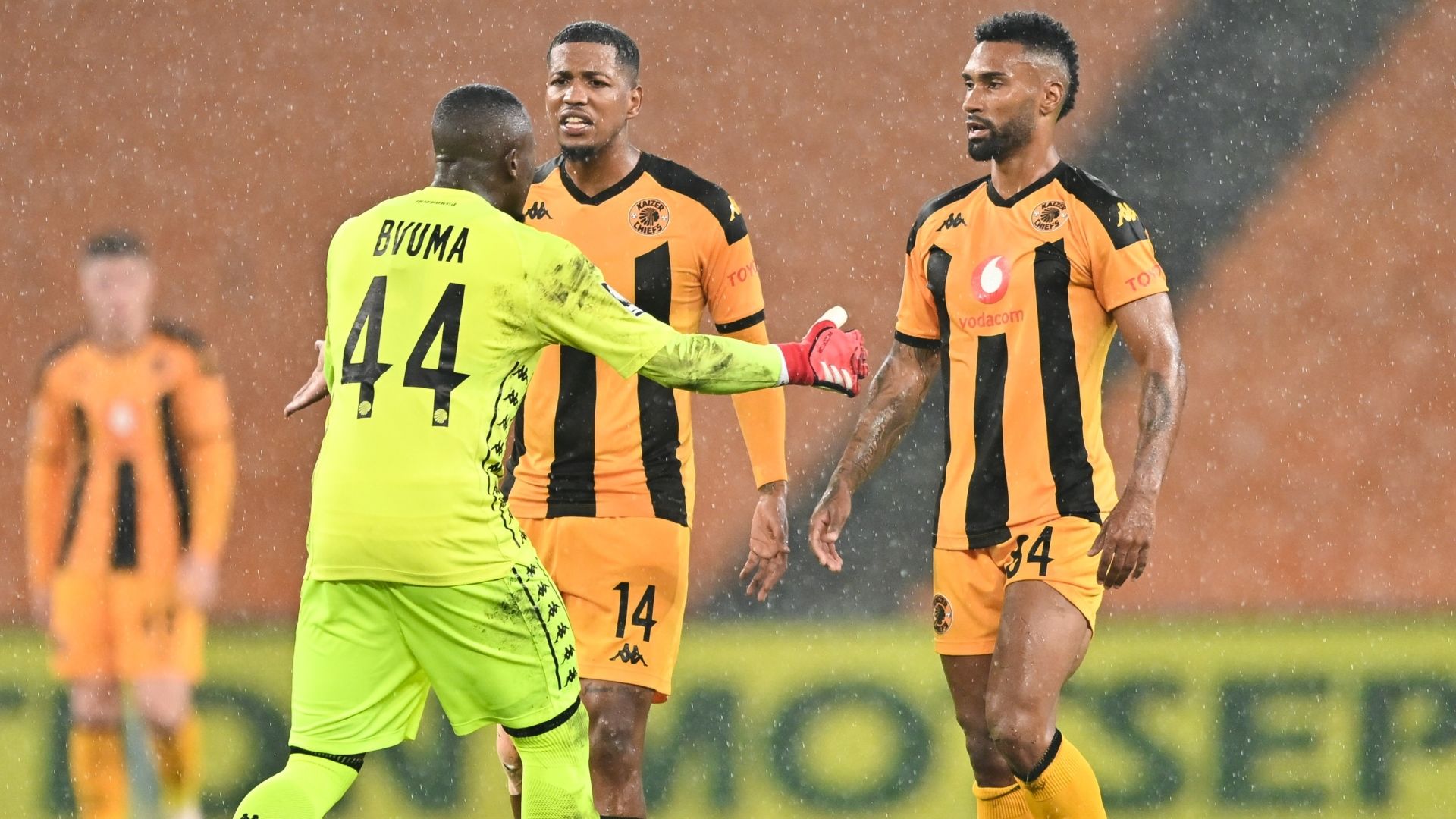 Bruce Bvuma, Rushwin Dortley and Inacio Miguel, Kaizer Chiefs