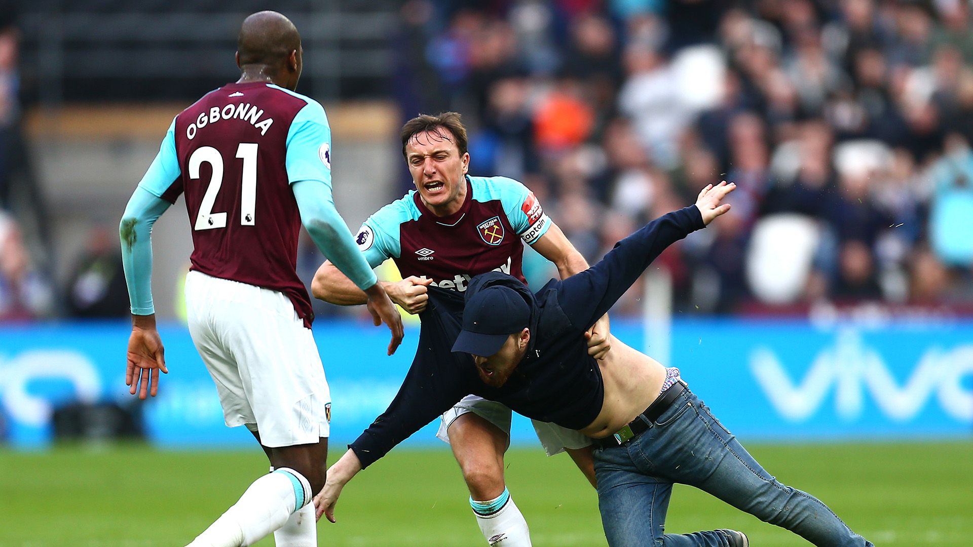 West Ham pitch invasion Mark Noble Burnley Premier League