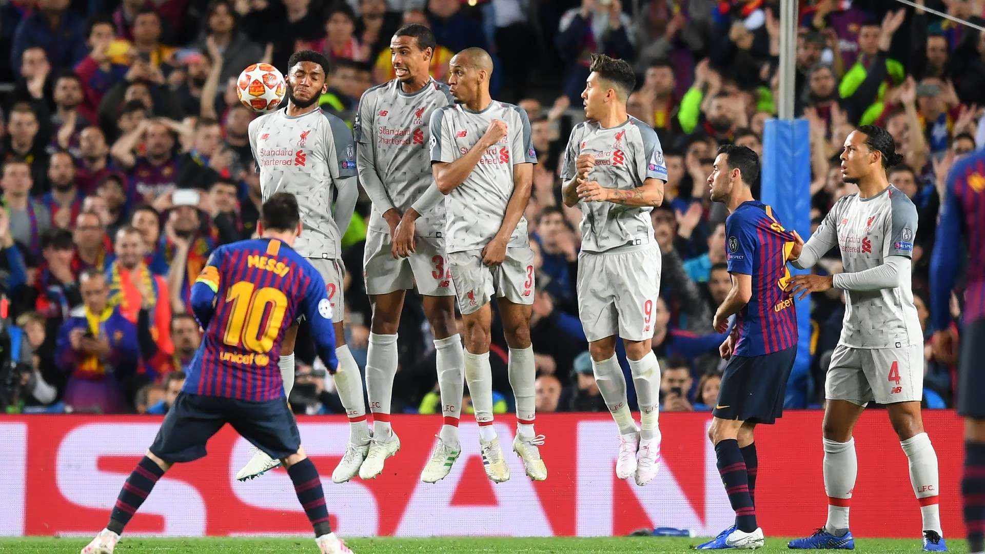 Lionel Messi free-kick Barcelona vs Liverpool