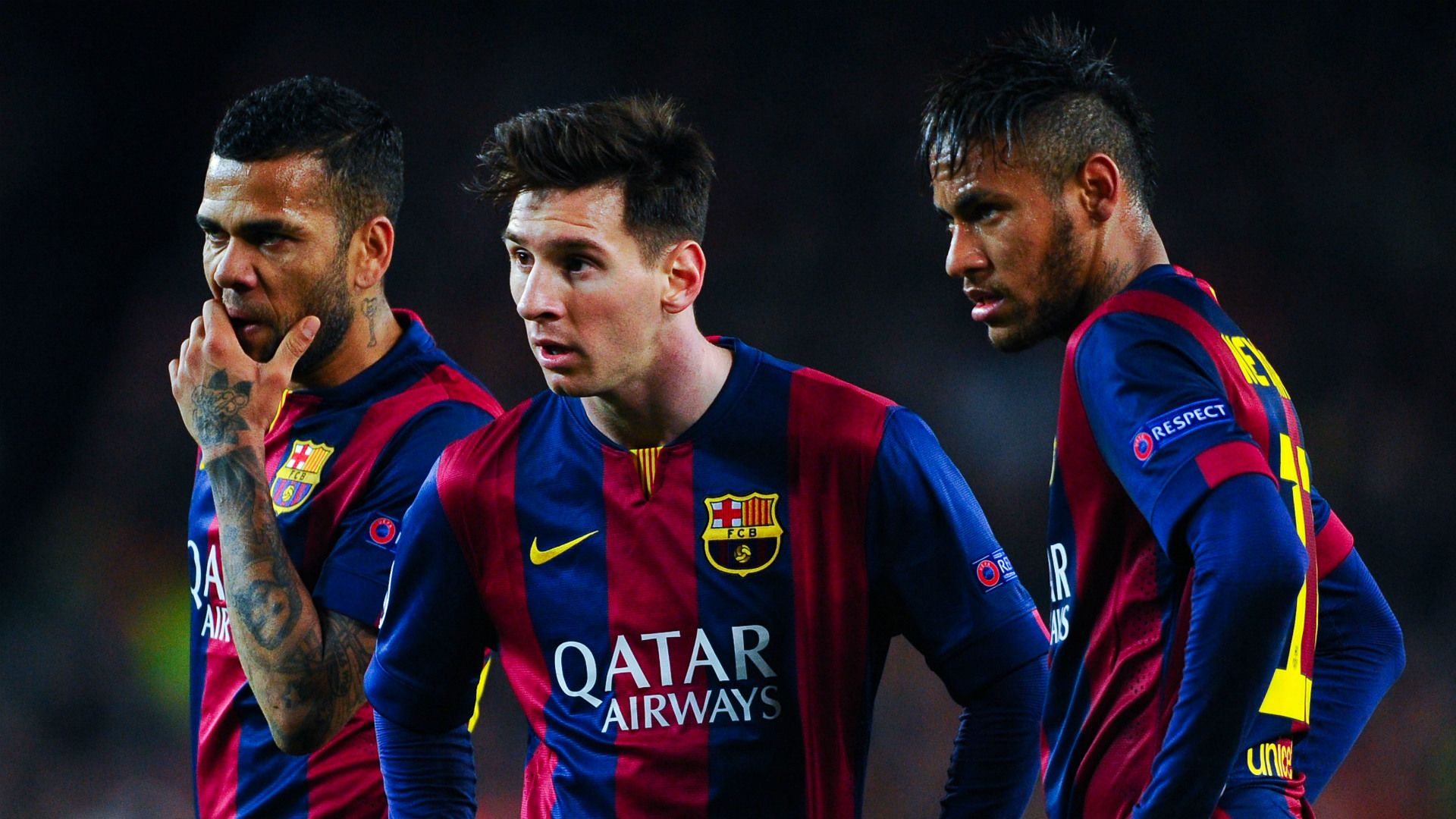 Dani Alves Lionel Messi Neymar Barcelona