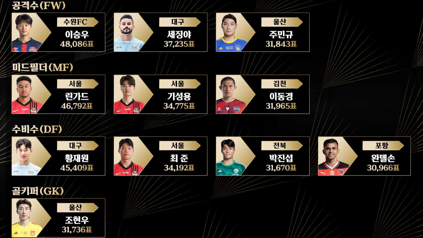 팀 K리그 팬 일레븐 투표 결과