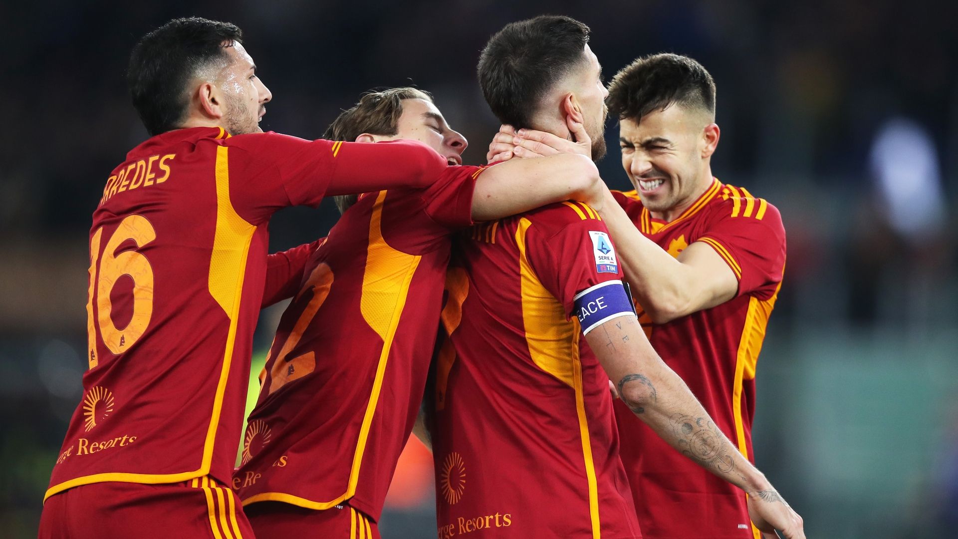 Roma esultanza Verona Serie A