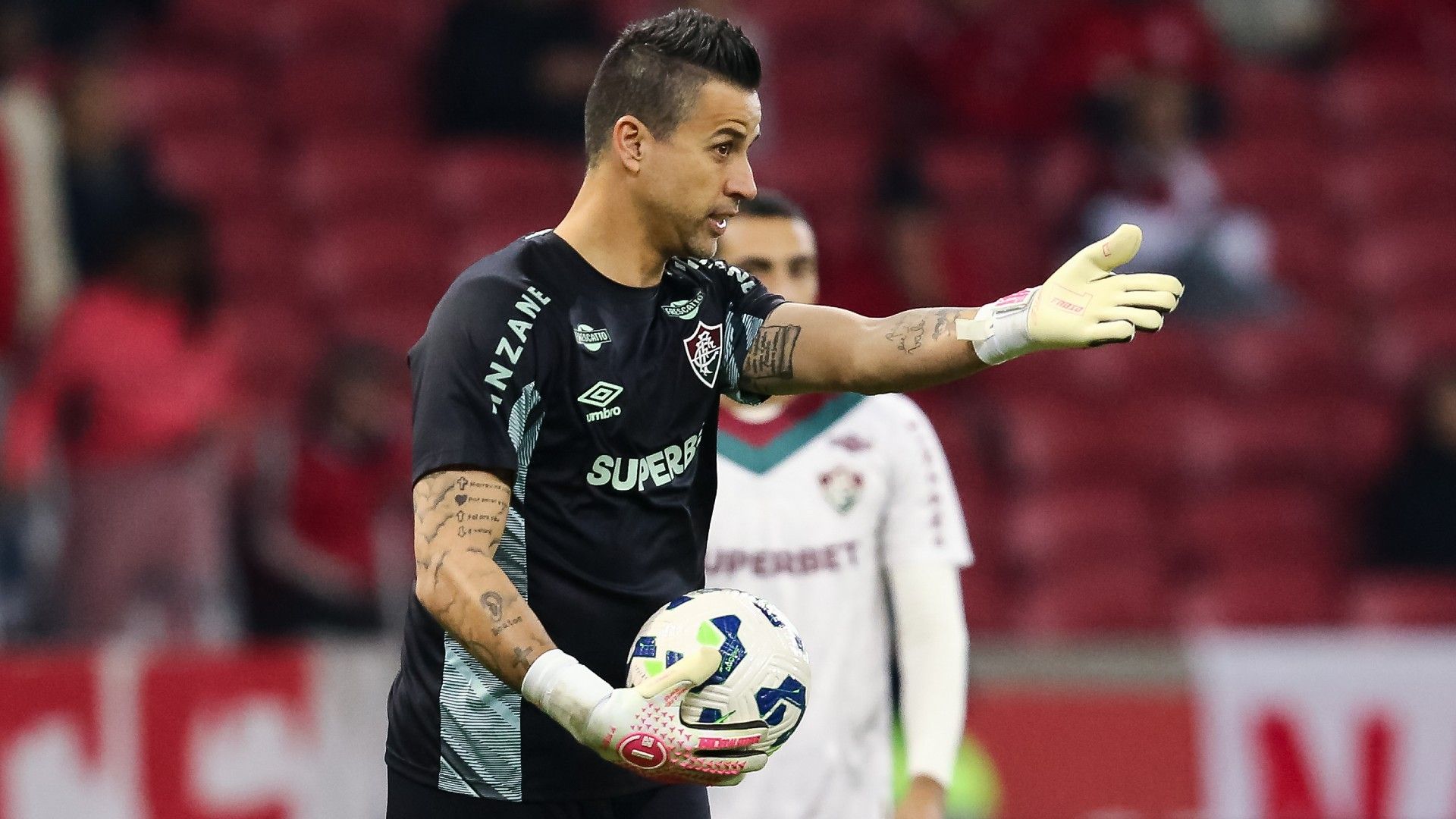  Goalkeeper Fabio of Fluminense gestures 