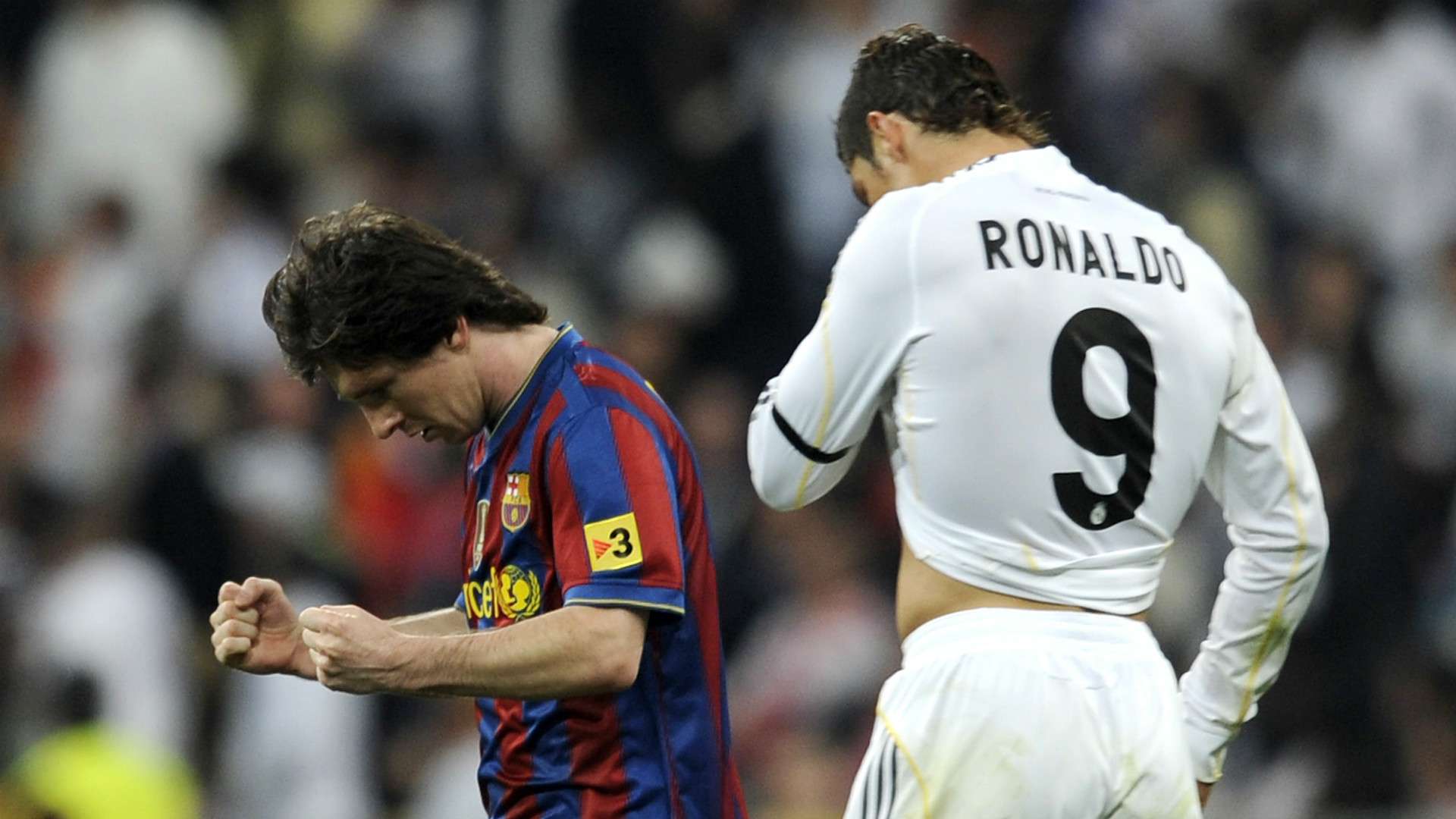 Lionel Messi Cristiano Ronaldo Real Madrid Barcelona Santiago Bernabeu La Liga 10042010