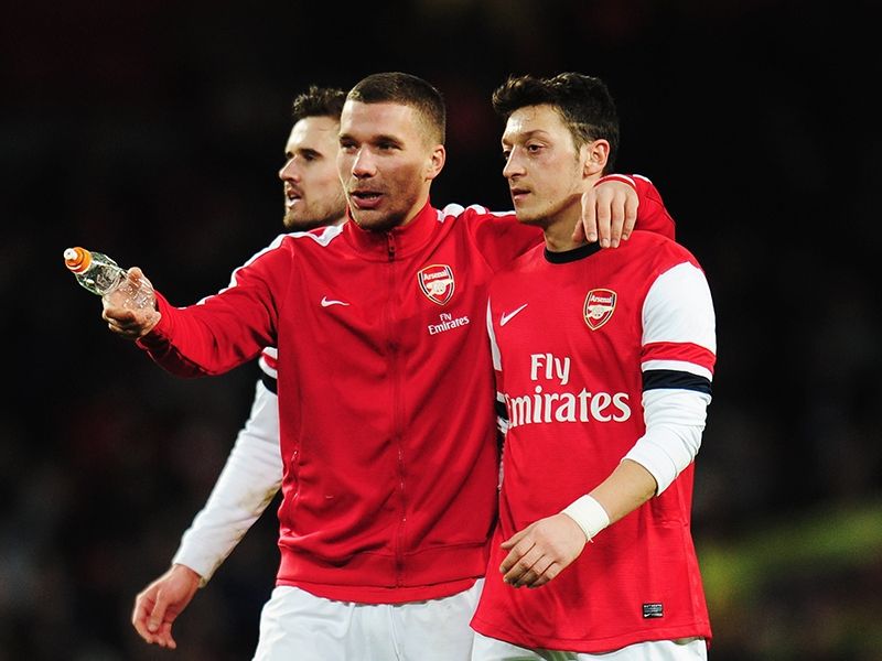 Lukas Podolski Mesut Ozil Arsenal Liverpool  FA Cup 02162014