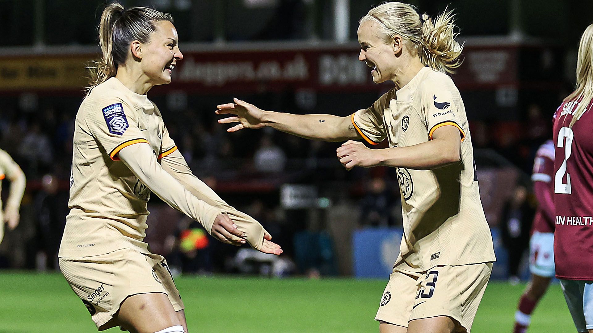 Pernille Harder Johanna Rytting Kaneryd celebrate Chelsea WSL