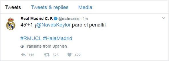 Tuit Real Madrid Keylor