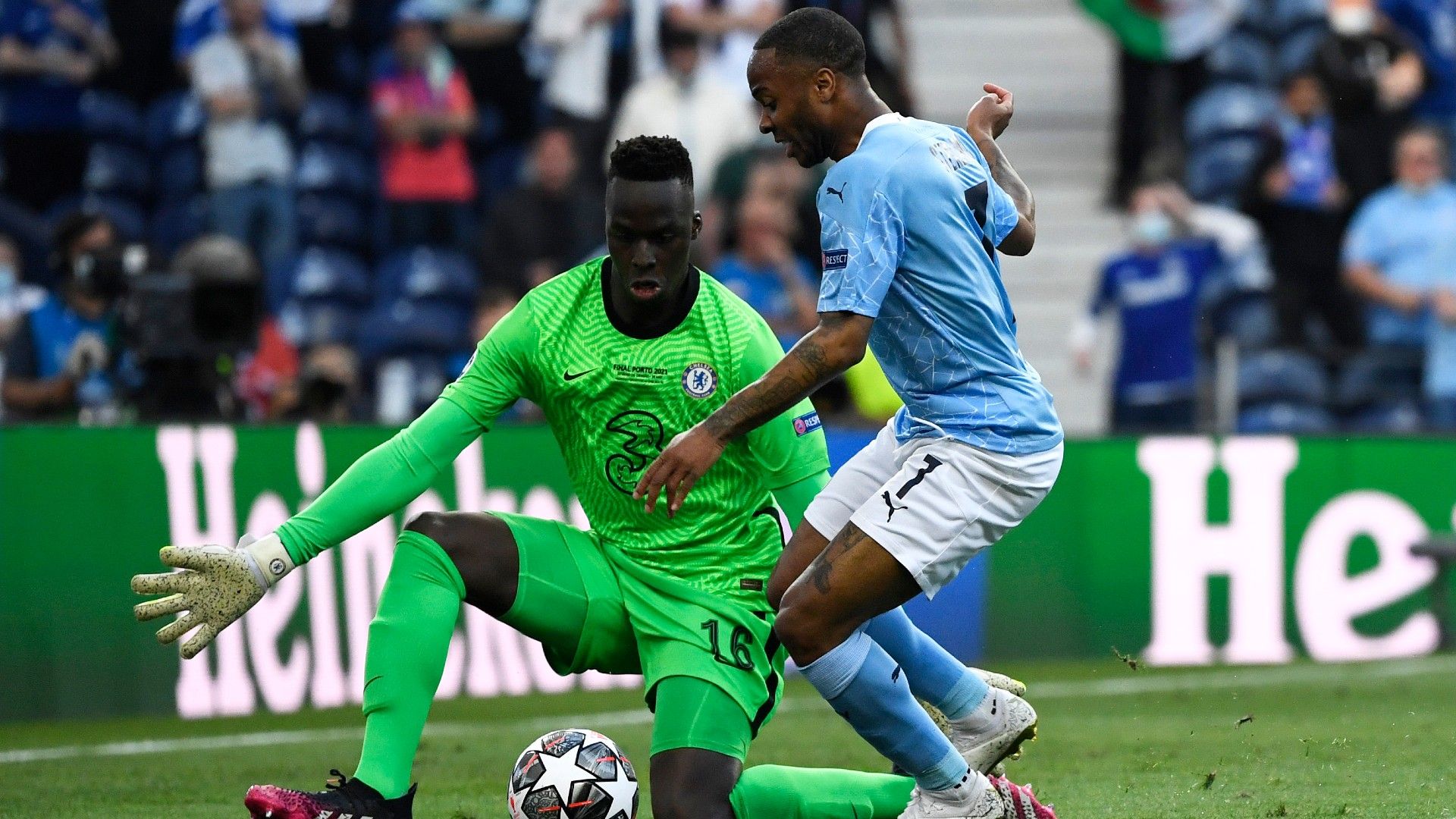 Raheem Sterling Edouard Mendy Man City vs Chelsea Champions League final 2020-21
