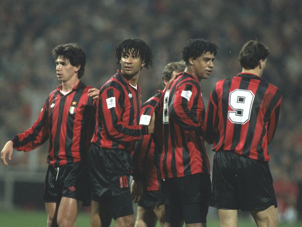 Demitrio Albertini Ruud Gullit Frank Rijkaard Marco Van Basten Milan 1992