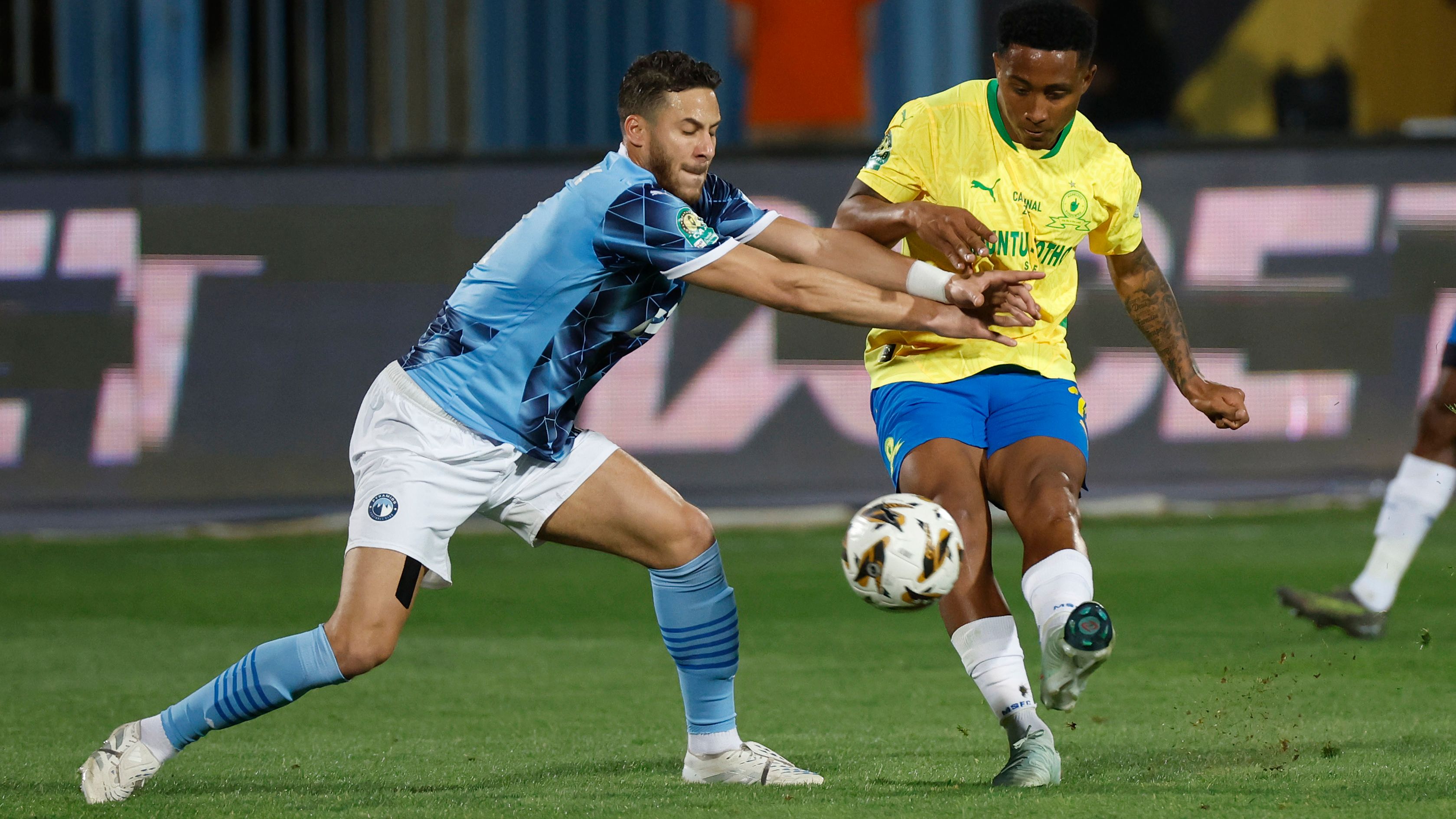 Ramadan Sobhi of Pyramids & Lucas Ribeiro of Mamelodi Sundowns