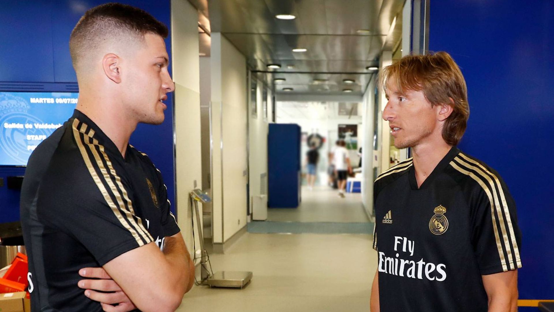 Luka Jovic and Luka Modric during the first day of the Real Madrid preseason