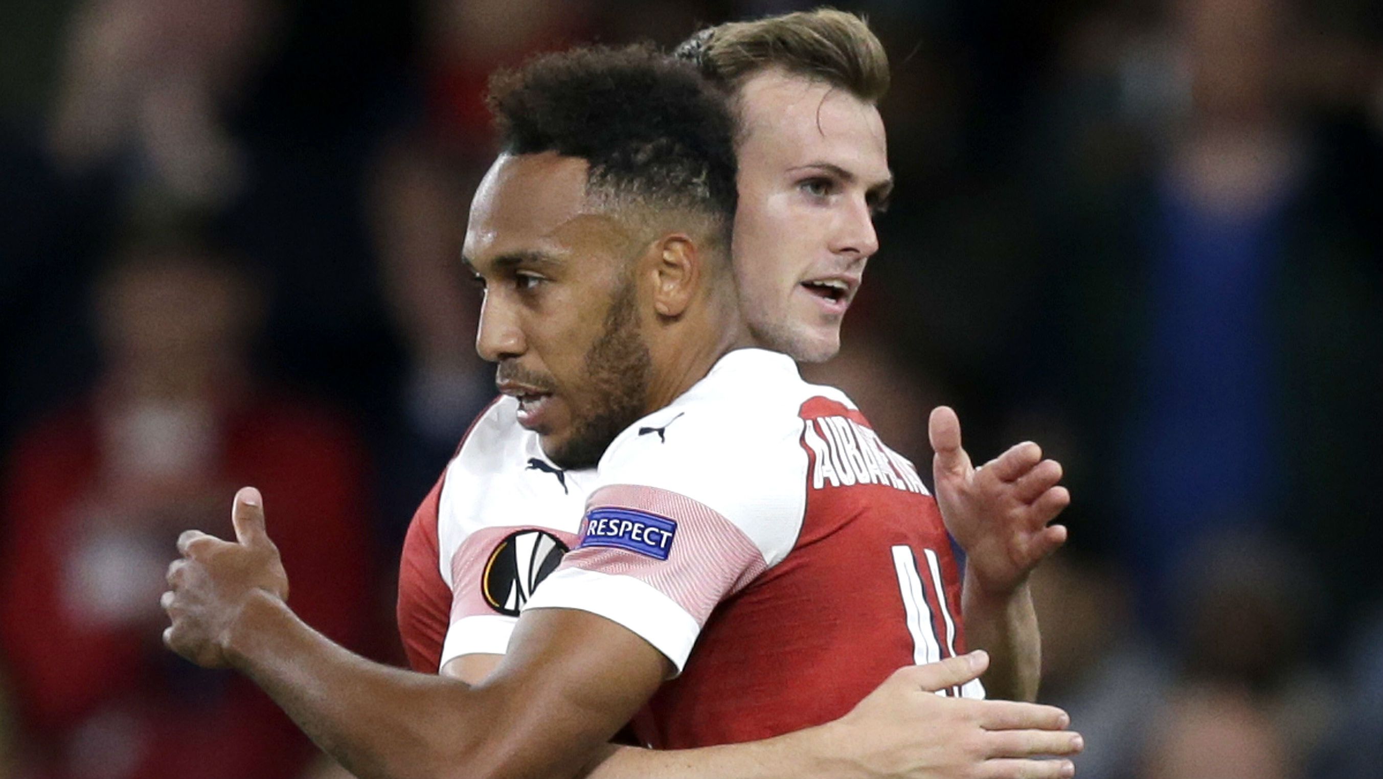 Pierre-Emerick Aubameyang Rob Holding Arsenal