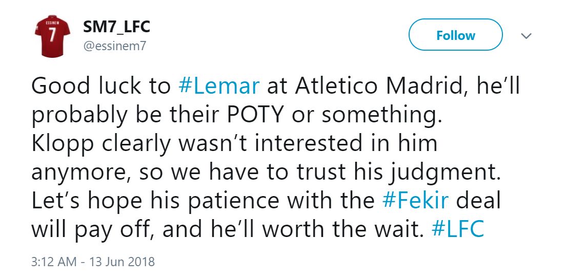 Reactions Lemar to Atletico Liverpool Fans