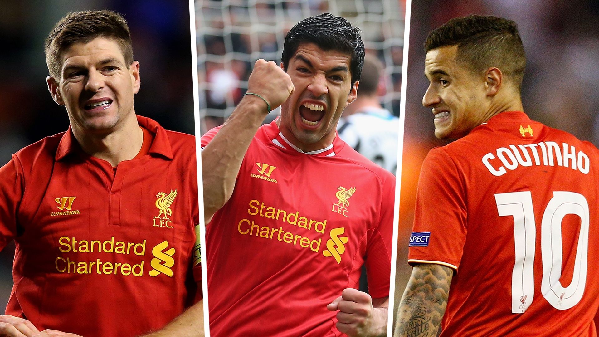 Steven Gerrard Luis Suarez Philippe Coutinho Liverpool