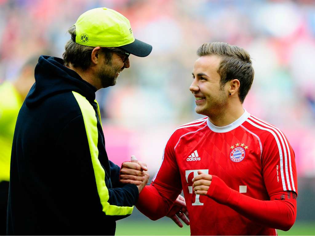 JURGEN KLOPP MARIO GOTZE FC BAYERN BORUSSIA DORTMUND BUNDESLIGA 04122014