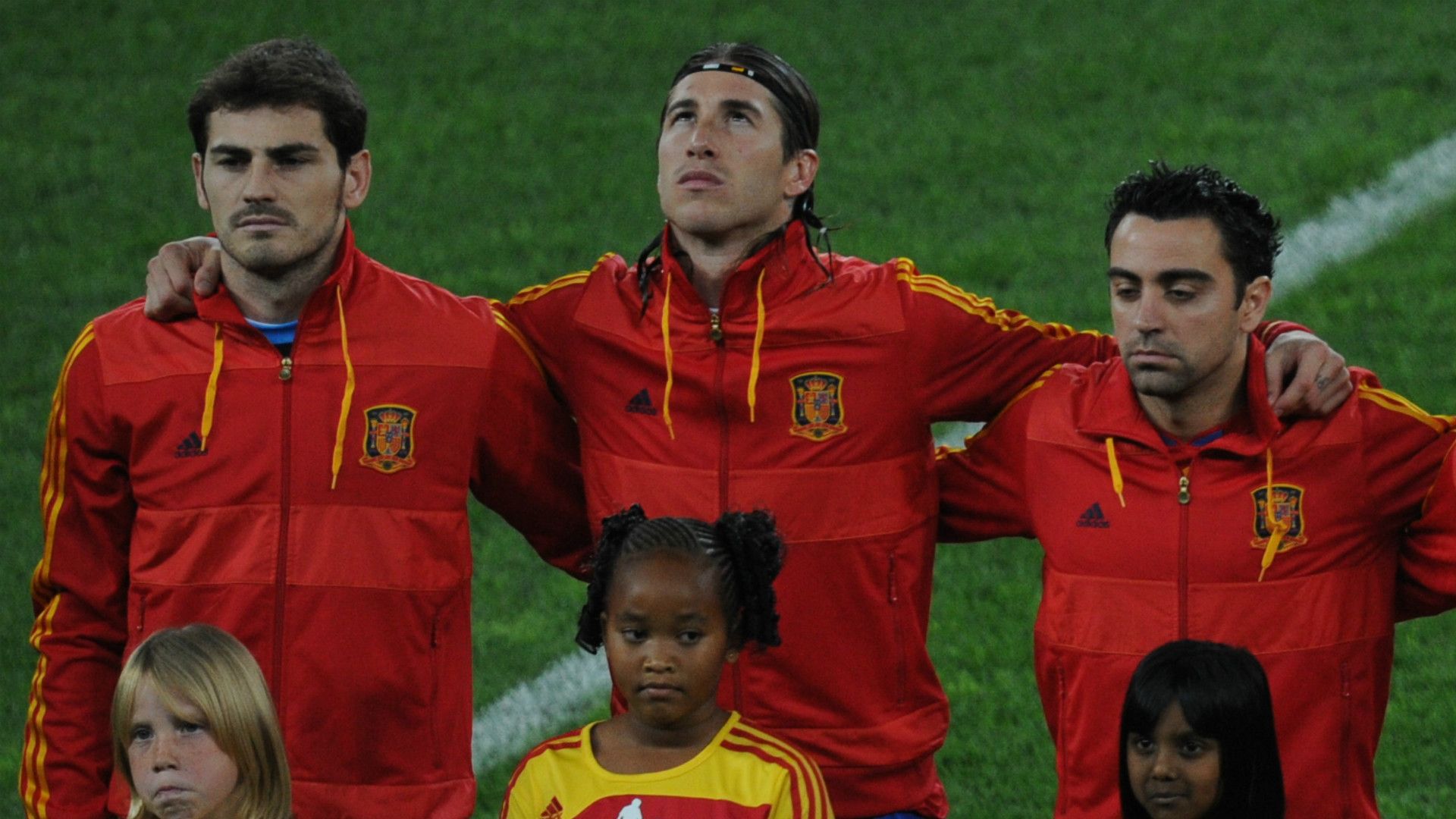 Iker Casillas Sergio Ramos Xavi Hernández Spain 07072010